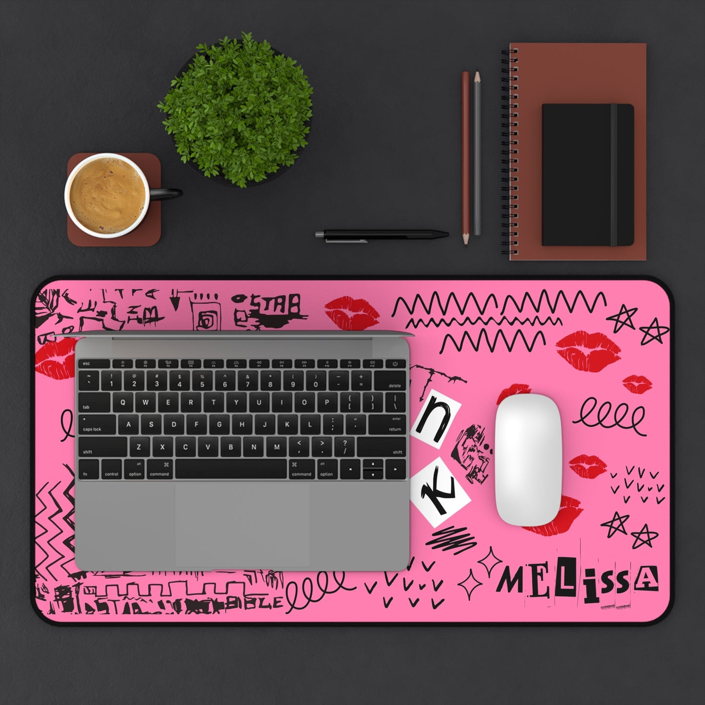 Burn Book Desk Mat, Trendy Office Decor, Fun Gift for Students, Pink Mouse Pad, Unique Home Office Accessory