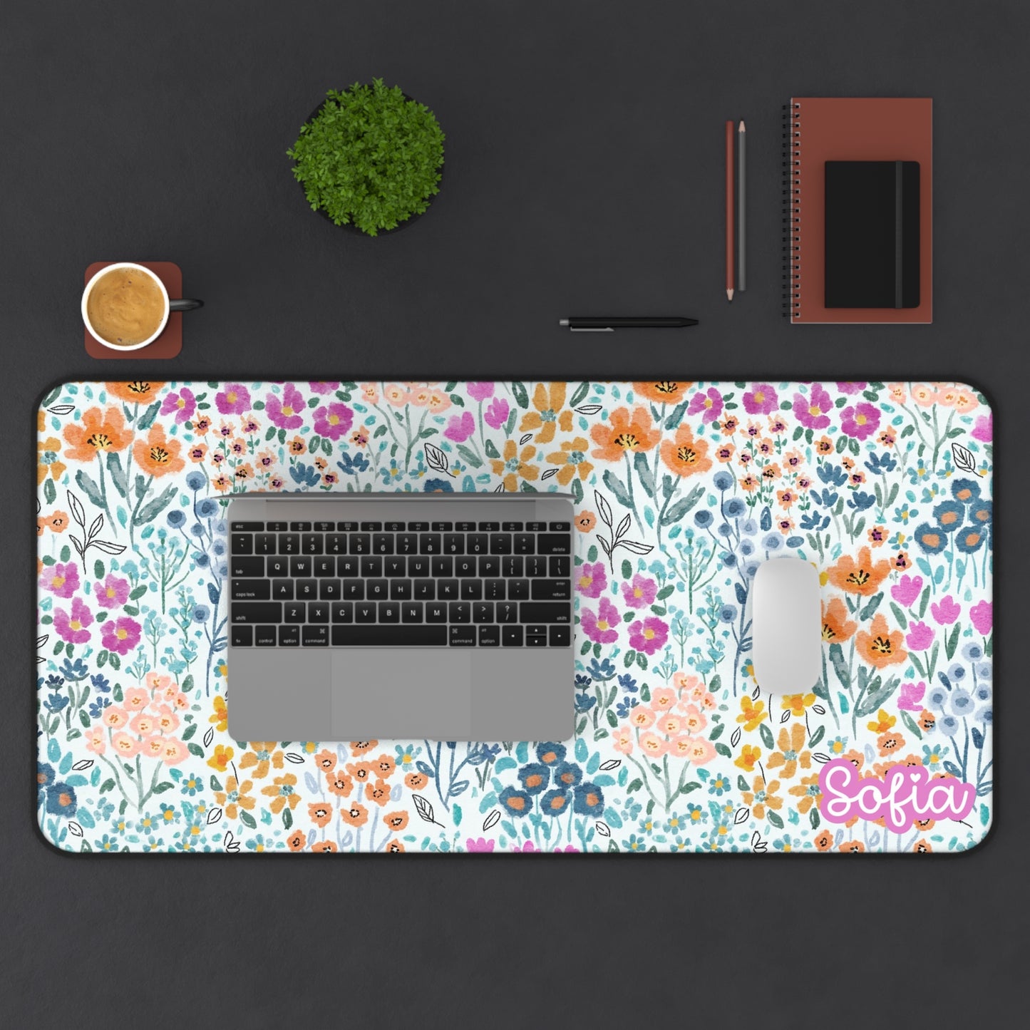 Floral Personalized Desk Mat, Office Decor, Customized Mouse Pad, Gift for Her, Beautiful Workspace Accessory, Computer Stationery