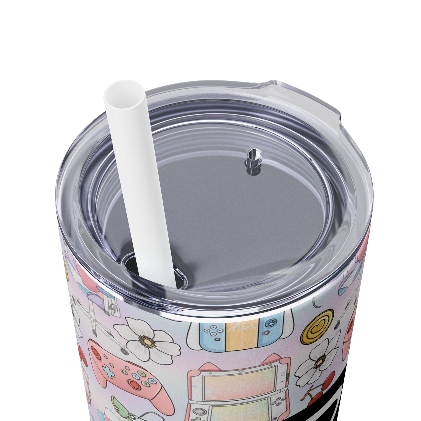 Personalized Gamer Girl Skinny Tumbler with Straw, 20oz