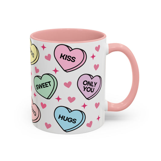 Cute Pink Valentine Coffee Mug (11oz) | Hugs & Kisses | Be Mine Mug