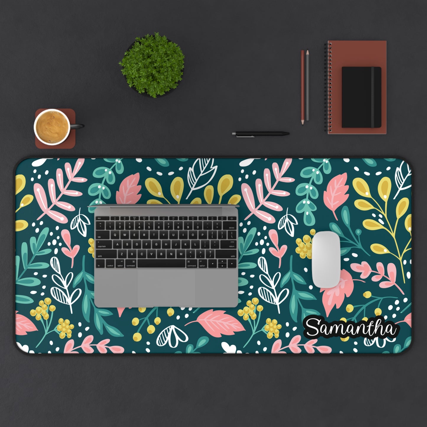 Personalized Plant Leaves Desk Mat | Cute Desk Pad
