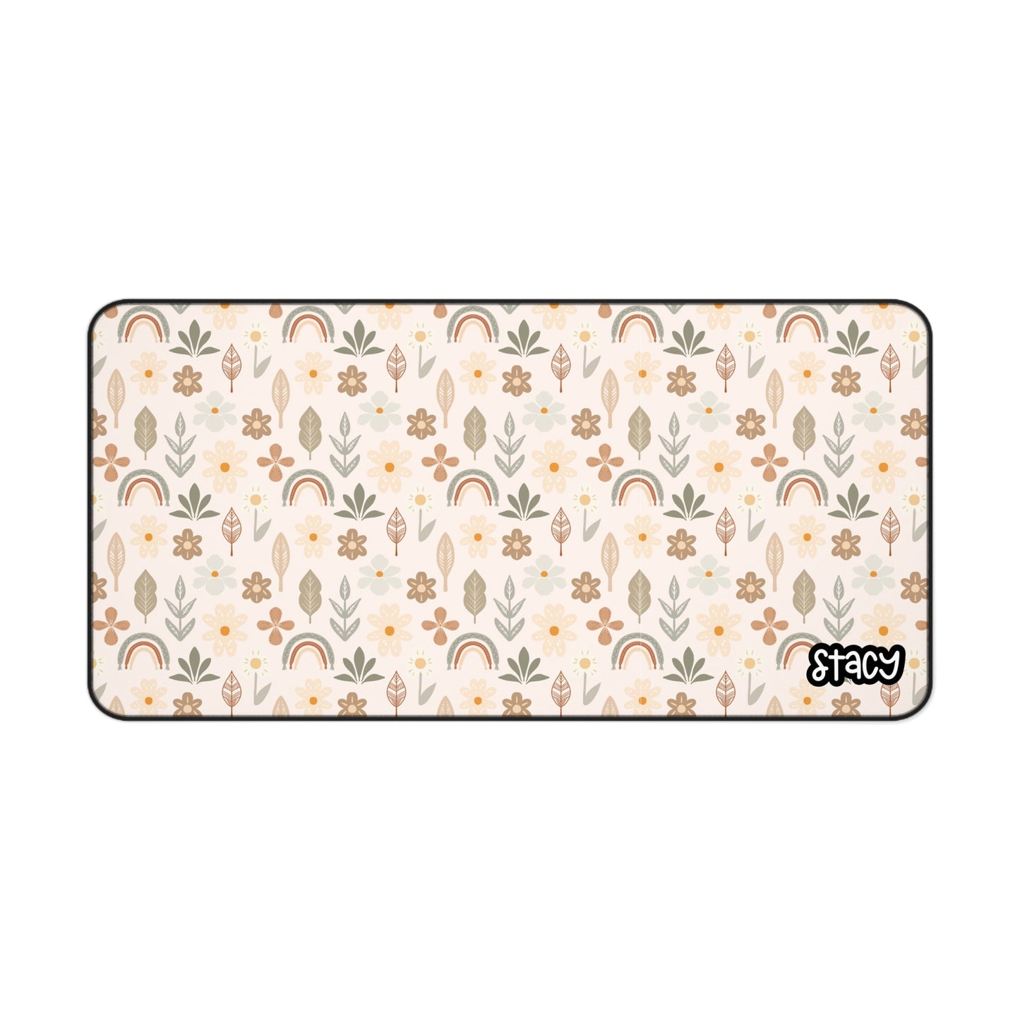 Boho Chic Desk Mat, Boho Daisy Desk Mat, Floral Desk Mat with Personalization | Boho Office Decor, Gamer Mouse Pad, Unique Gift, Workspace Accessories, Custom Desk Pad