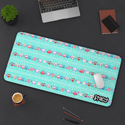 Cute Owl Themed Desk Mat, Fun Office Decor, Creative Gift for Students and Gamers, Perfect for Birthday or Back to School
