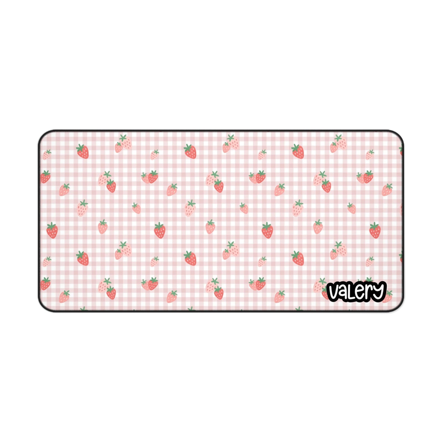 Cute Strawberry Desk Mat, Office Decor, Stationery Gift, Home Office, Floral Desk Accessory, Pink Desk Mat, Stylish Desk Cover