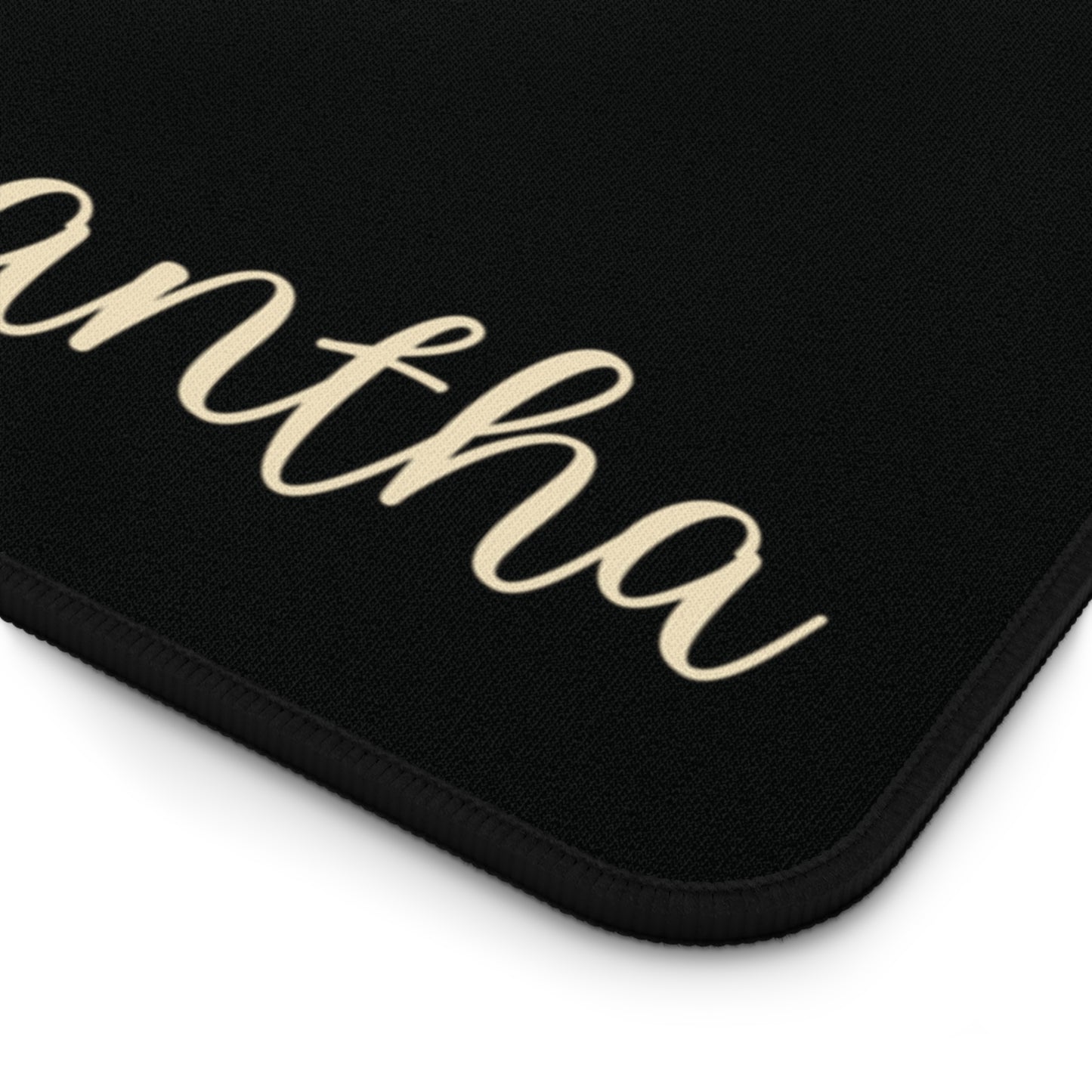 Personalized Boho Golden Leaf Black Desk Mat | Cute Desk Pad