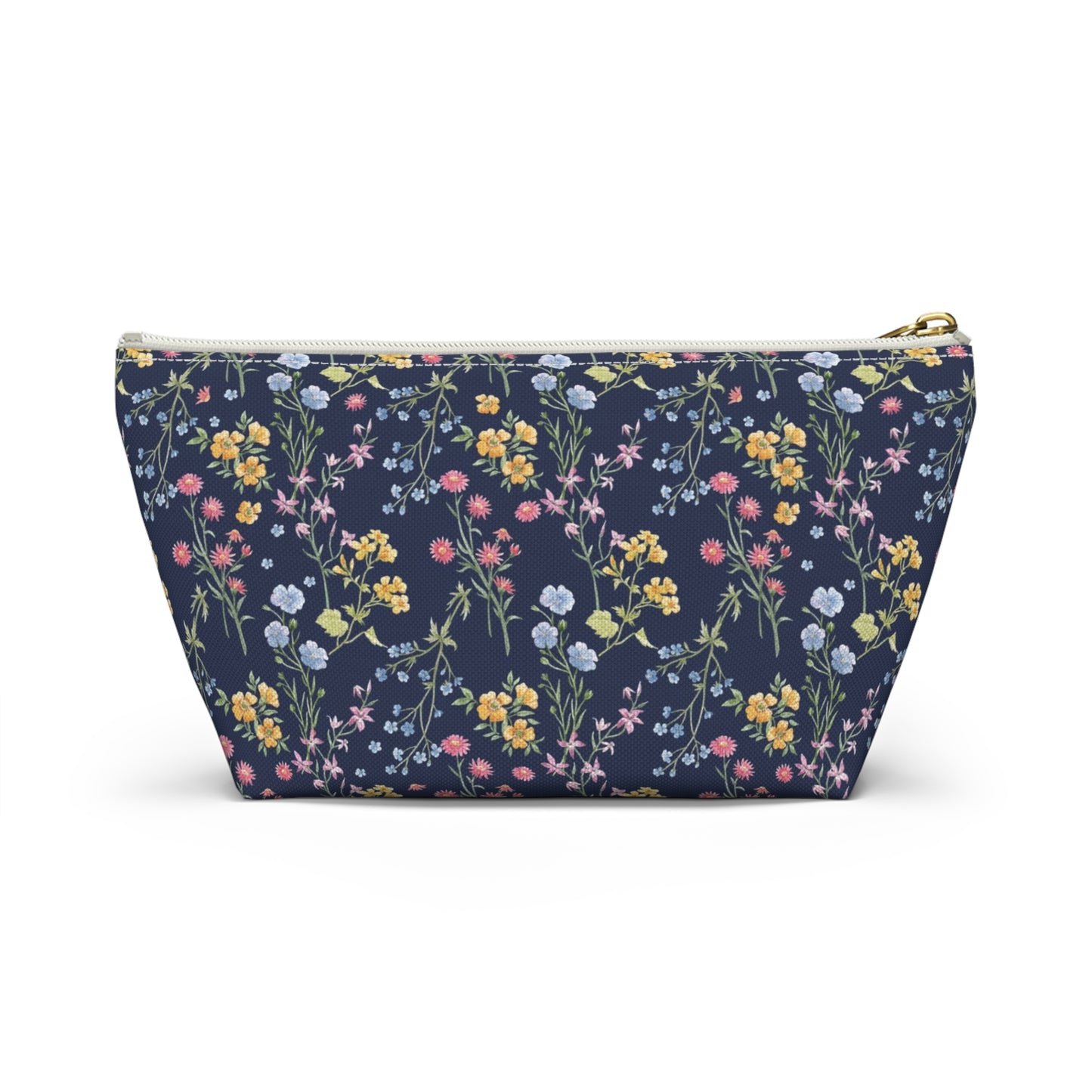 Personalized Navy Blue Floral Pouch | Floral Accesories Bag