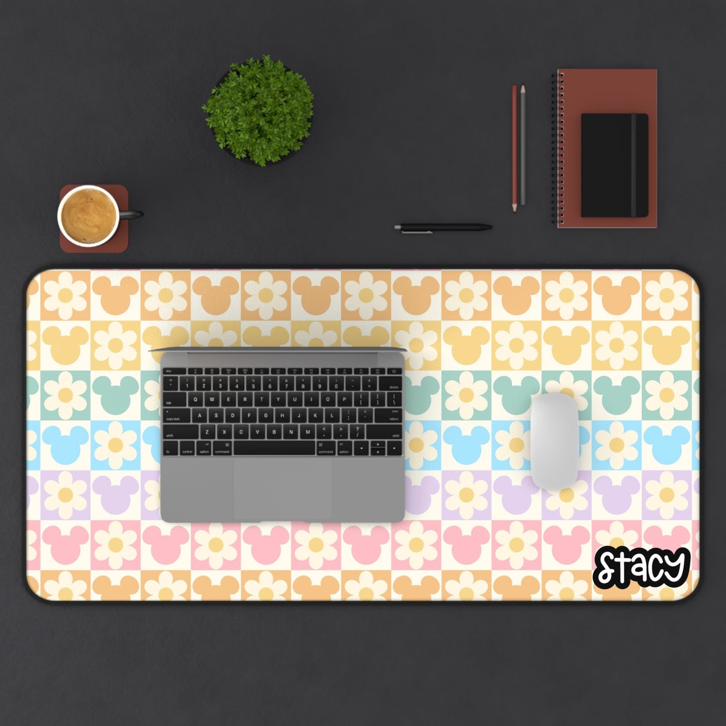 Cute Daisy Checkered Disney Desk Mat, Retro Desk Mat for Home Office, Stylish Gaming Mat, Personalized Desk Accessory, Gift for Gamers, Teachers & Students