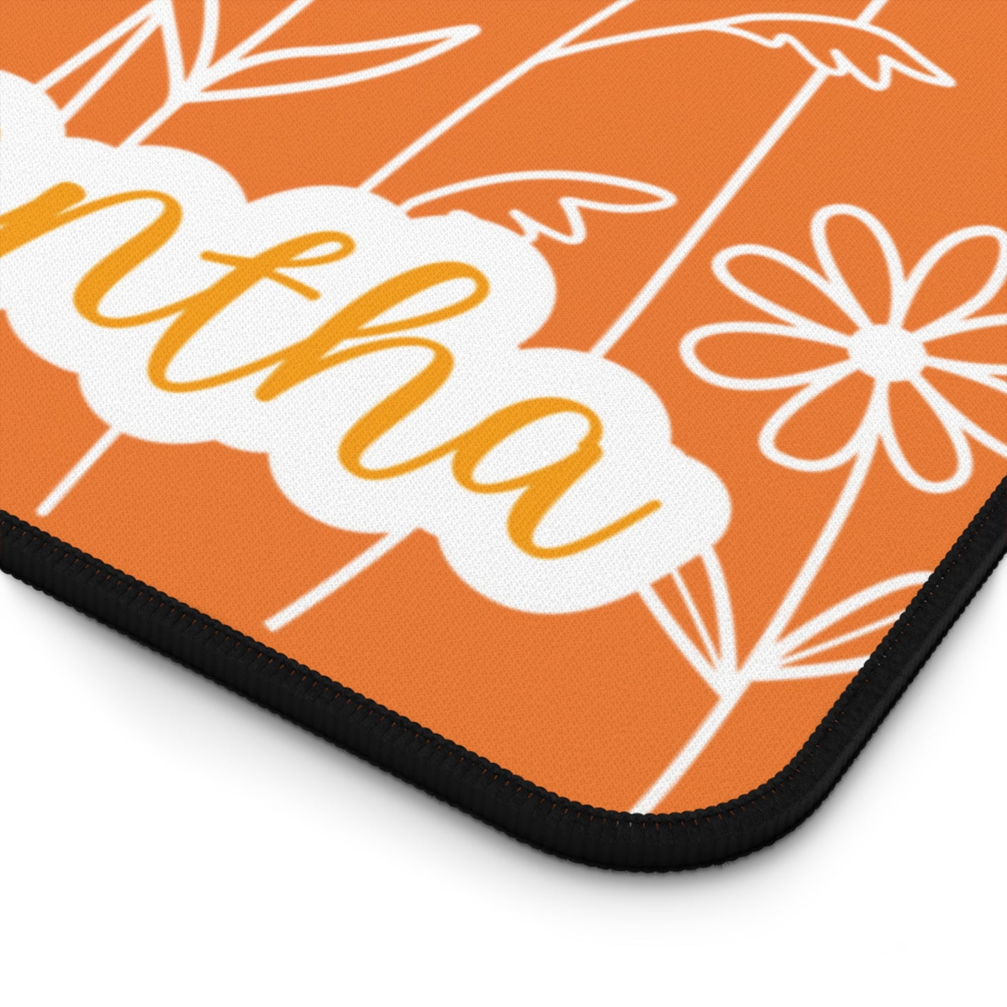 Minimalist Flower Field Personalized Desk Mat Orange | Personalized Desk Mat | Cute Desk Pad