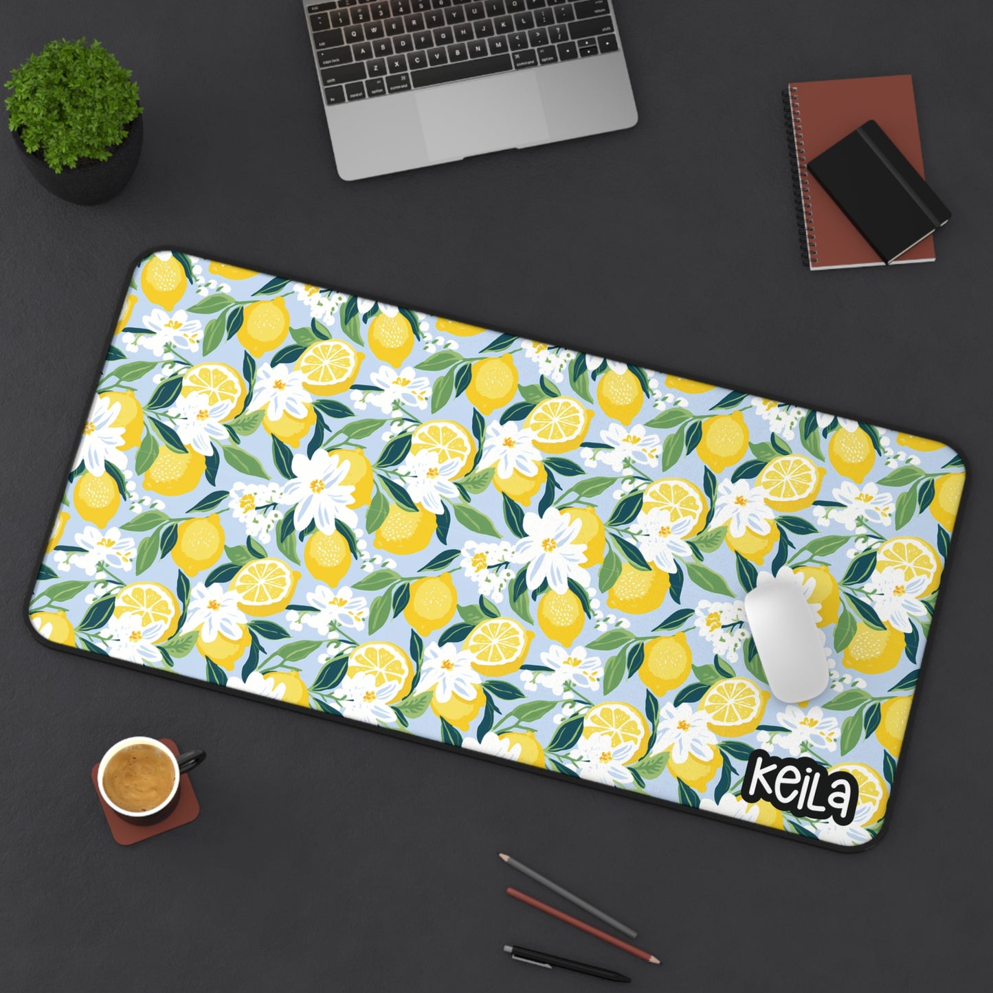 Personalized Lemon Themed Desk Mat | Cute Desk Pads