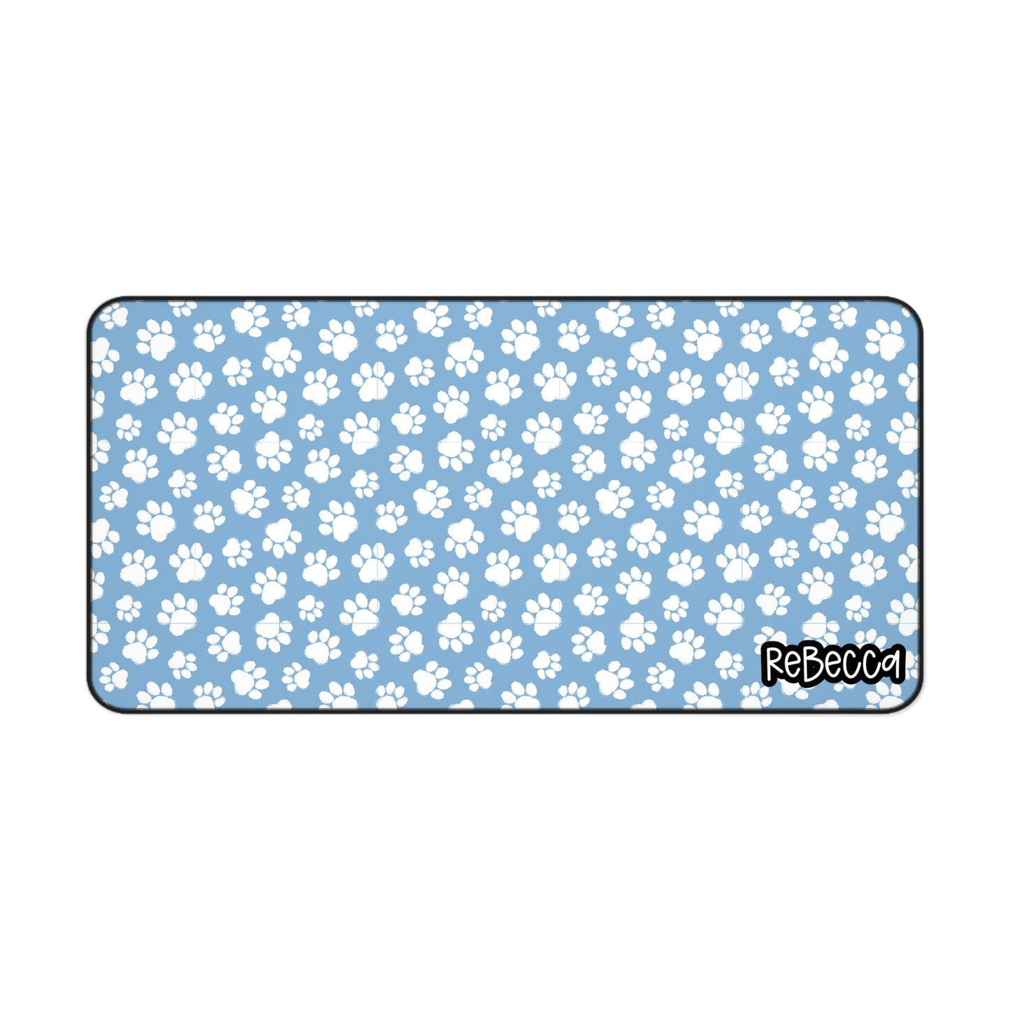 Cute Paw Print Desk Mat Blue, Dog Lover Desk Mat, Pet Lover’s Workspace Accessory, Dog Cat Home Office Decor, Gift for Animal Lovers, Blue Paw Print Mouse Pad