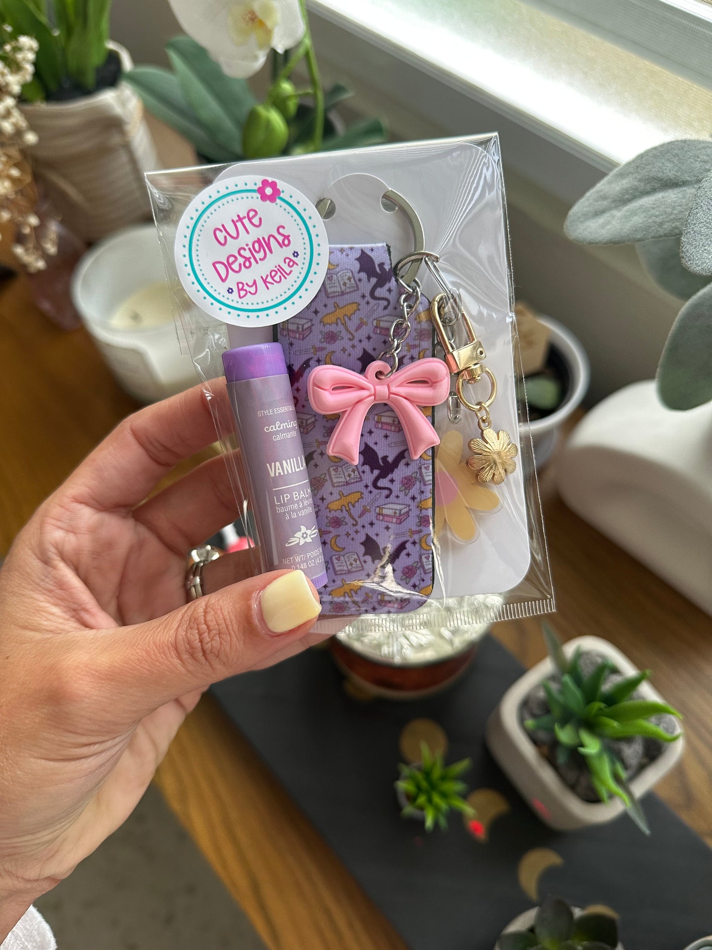 5-Pack Cute Keychain Lip Balm Holders | Includes Free Lip Balms & Mystery Charms | Free Shipping