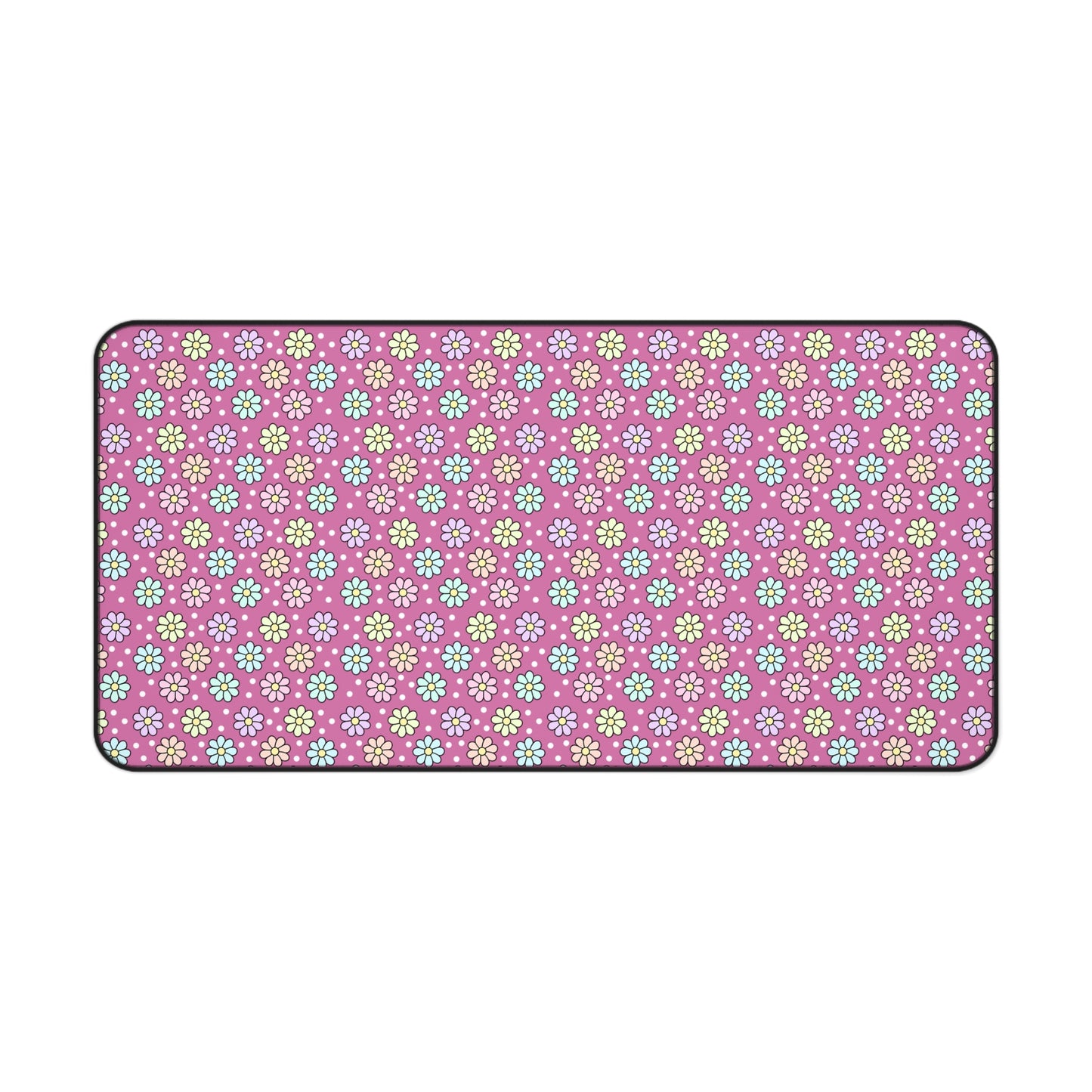 Floral Desk Mat - Vibrant Pink Flower Pattern for Home Office & Study