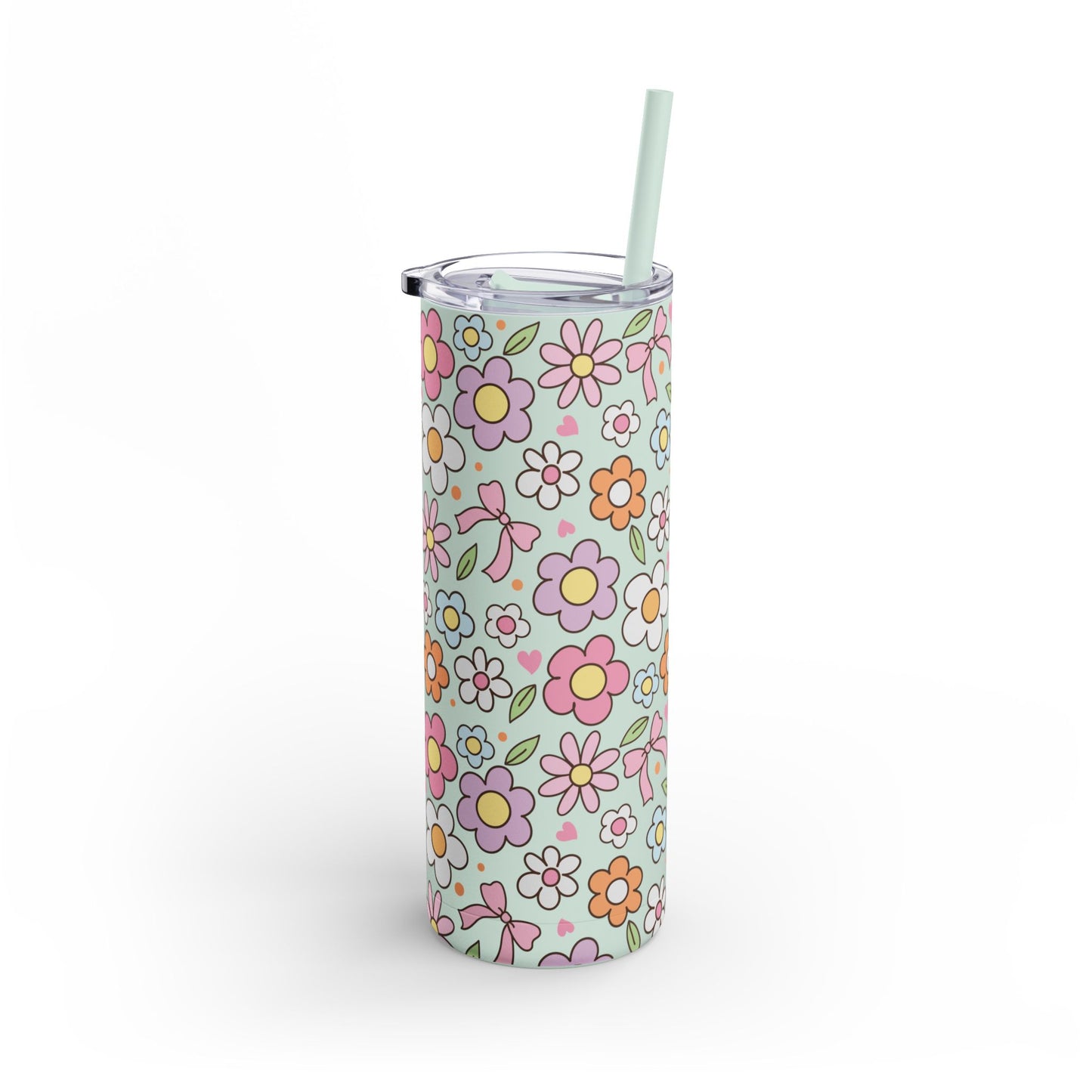 Spring Flowers Tumbler - 20oz Seaglass Green