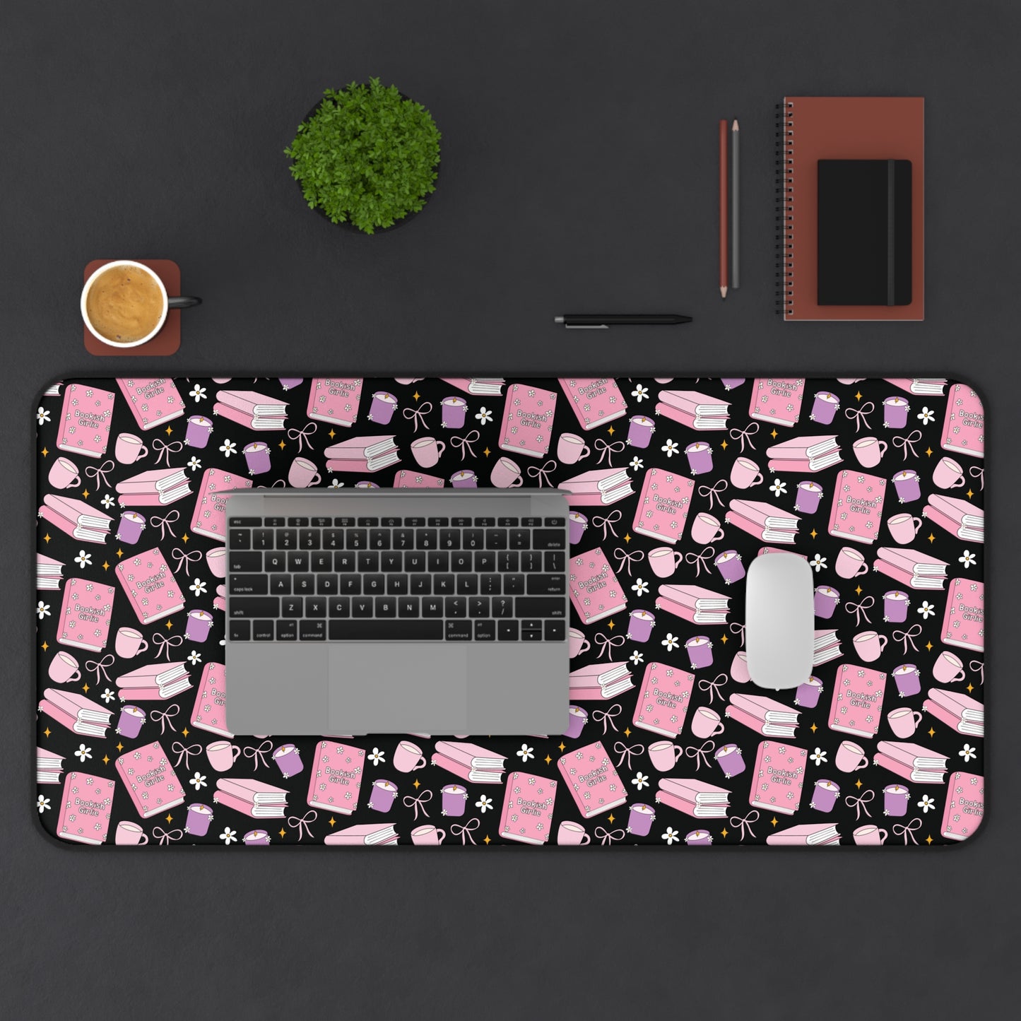 Bookish Girlie Desk Mat - Black
