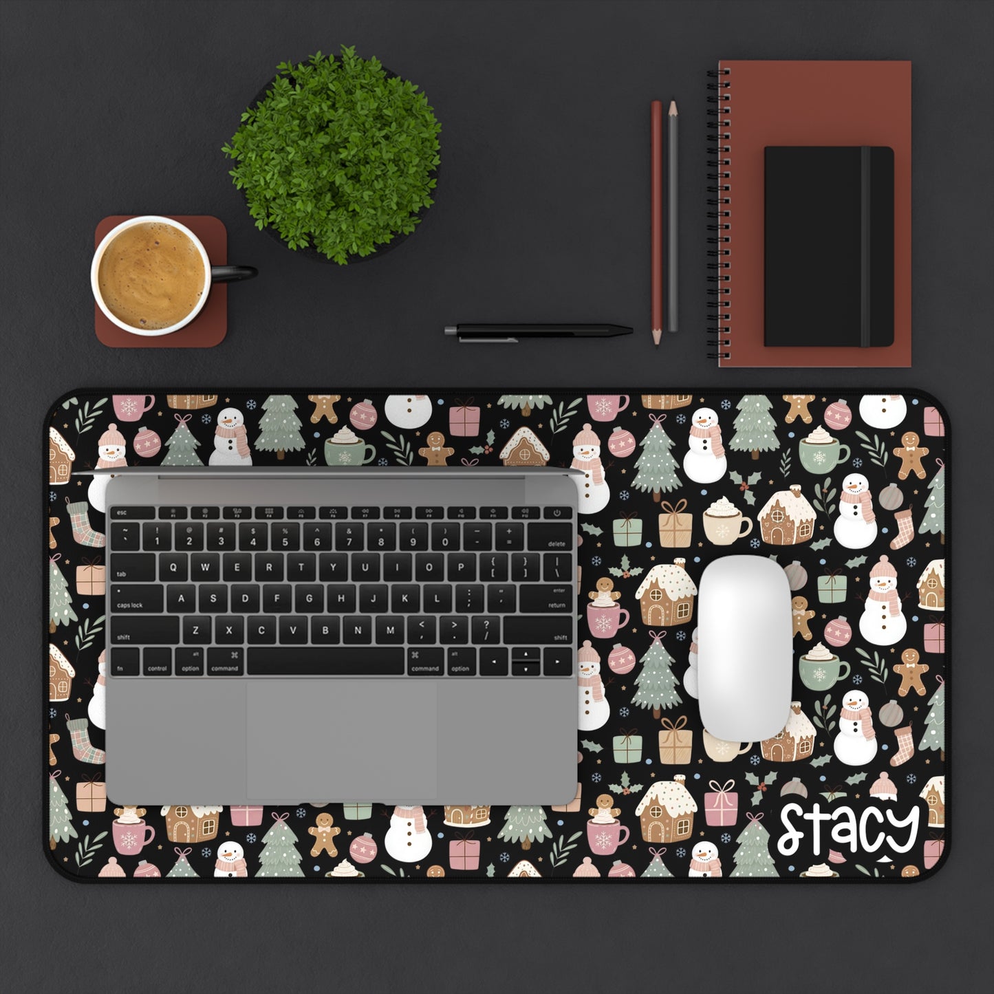 Personalized Christmas Desk Mat – Santa, Snowmen & Holiday Cheer