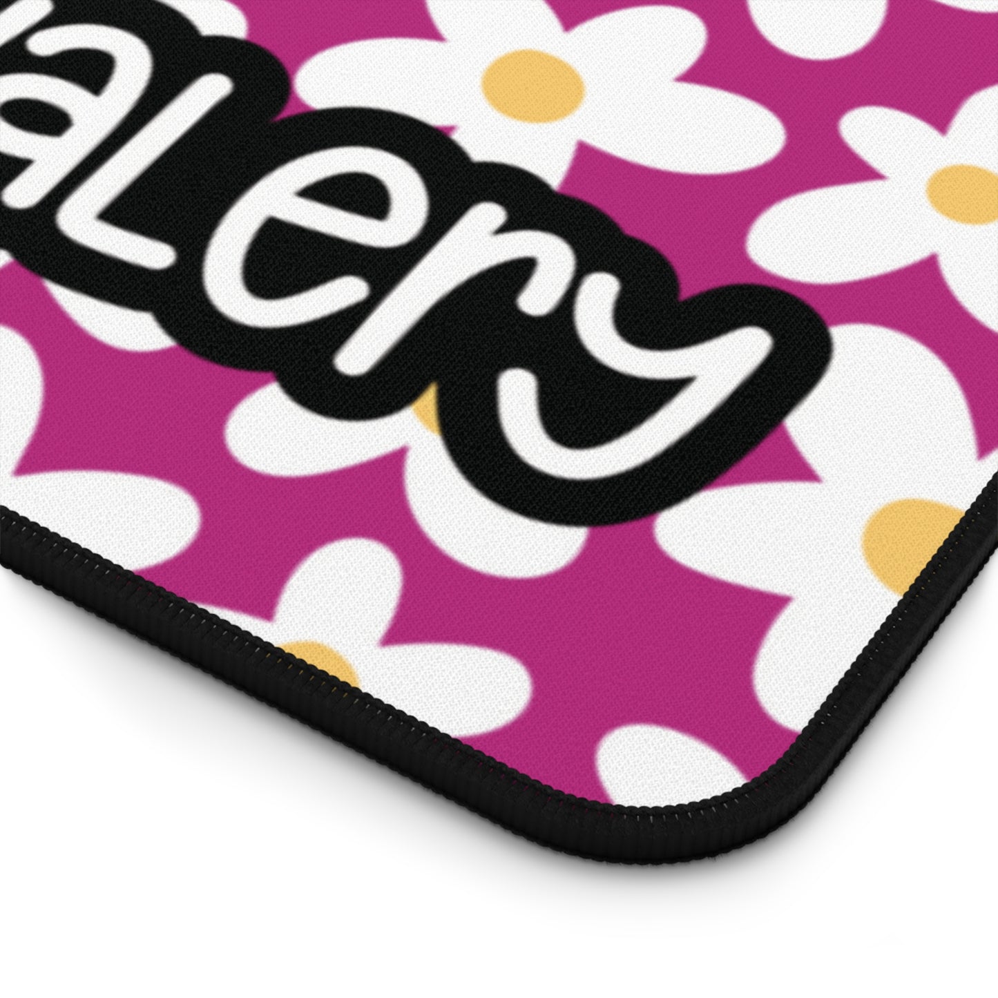 Personalized Cute Daisies Desk Mat Hot Pink | Cute Desk Pad