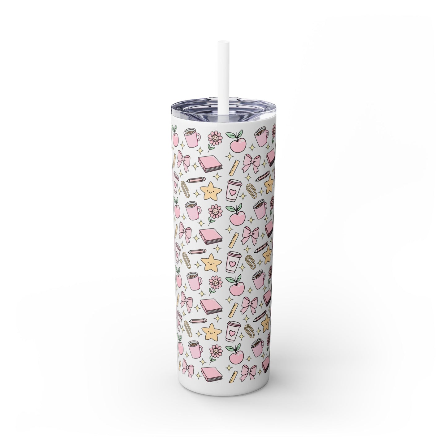 Cute & Whimsical Teacher Appreciation Skinny Tumbler with Straw - 20oz