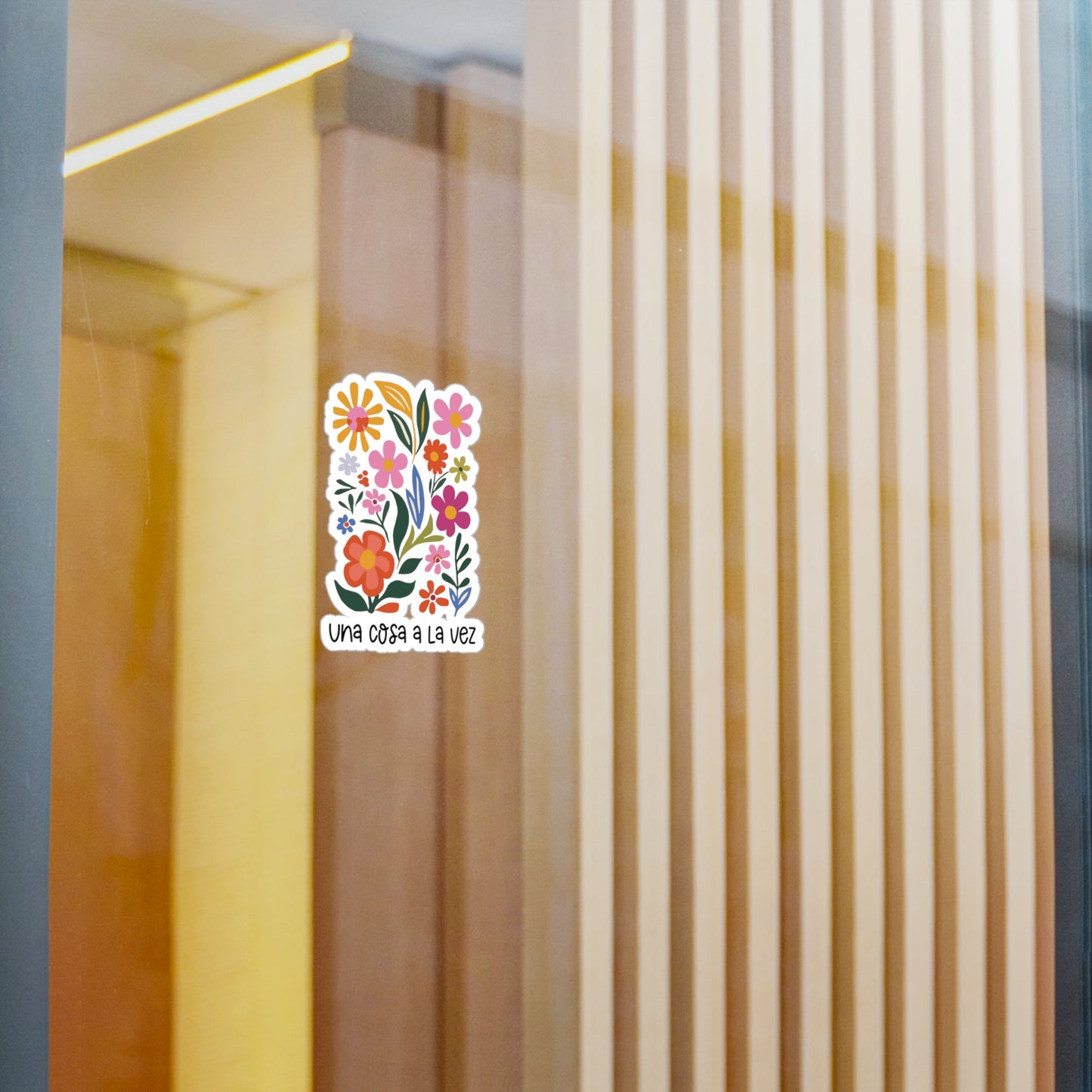 Motivational Quote Floral Decorative Sticker Una Cosa a la Vez (waterproof) 3”x4”