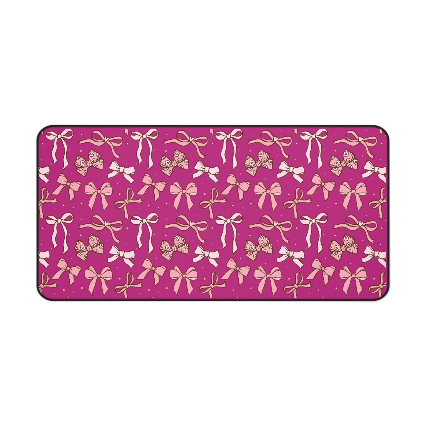 Chic Pink Bow Desk Mat - Stylish Home Office Accessory