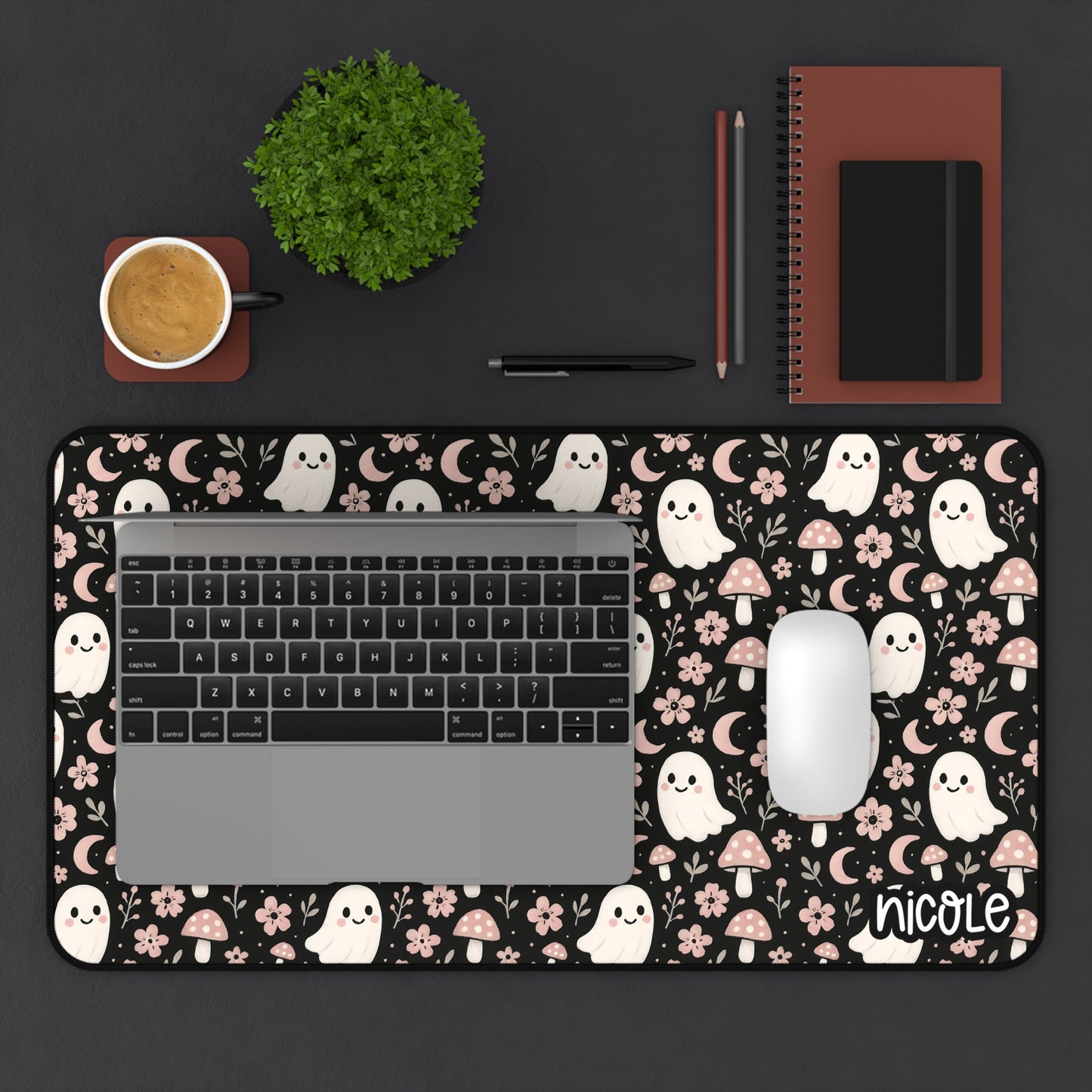 Cute Ghost Desk Mat for Cozy Workspaces, Office Decor, Halloween Vibes, Perfect Gift for Students and Creatives