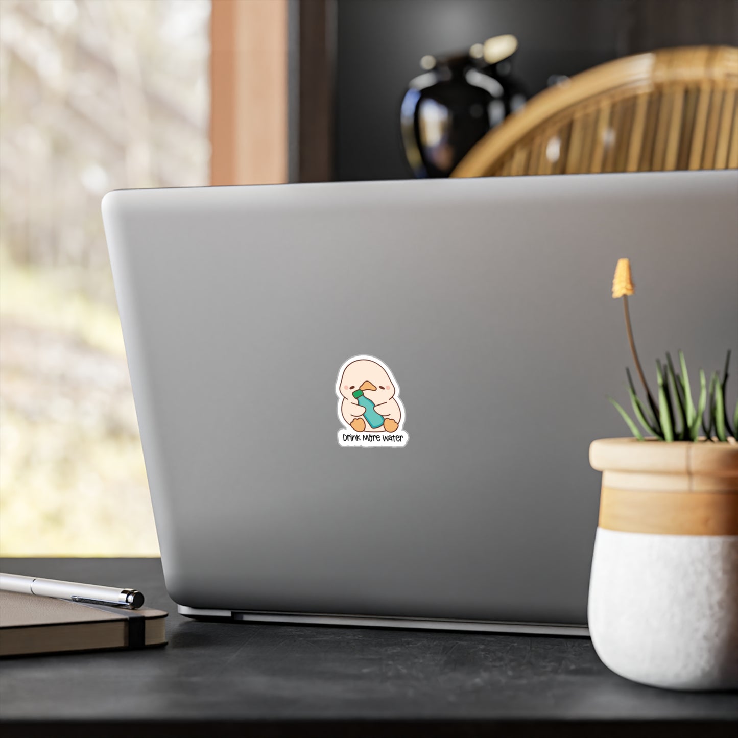 Drink More Water Sticker (waterproof) 2”x2” | Cute Duck Sticker