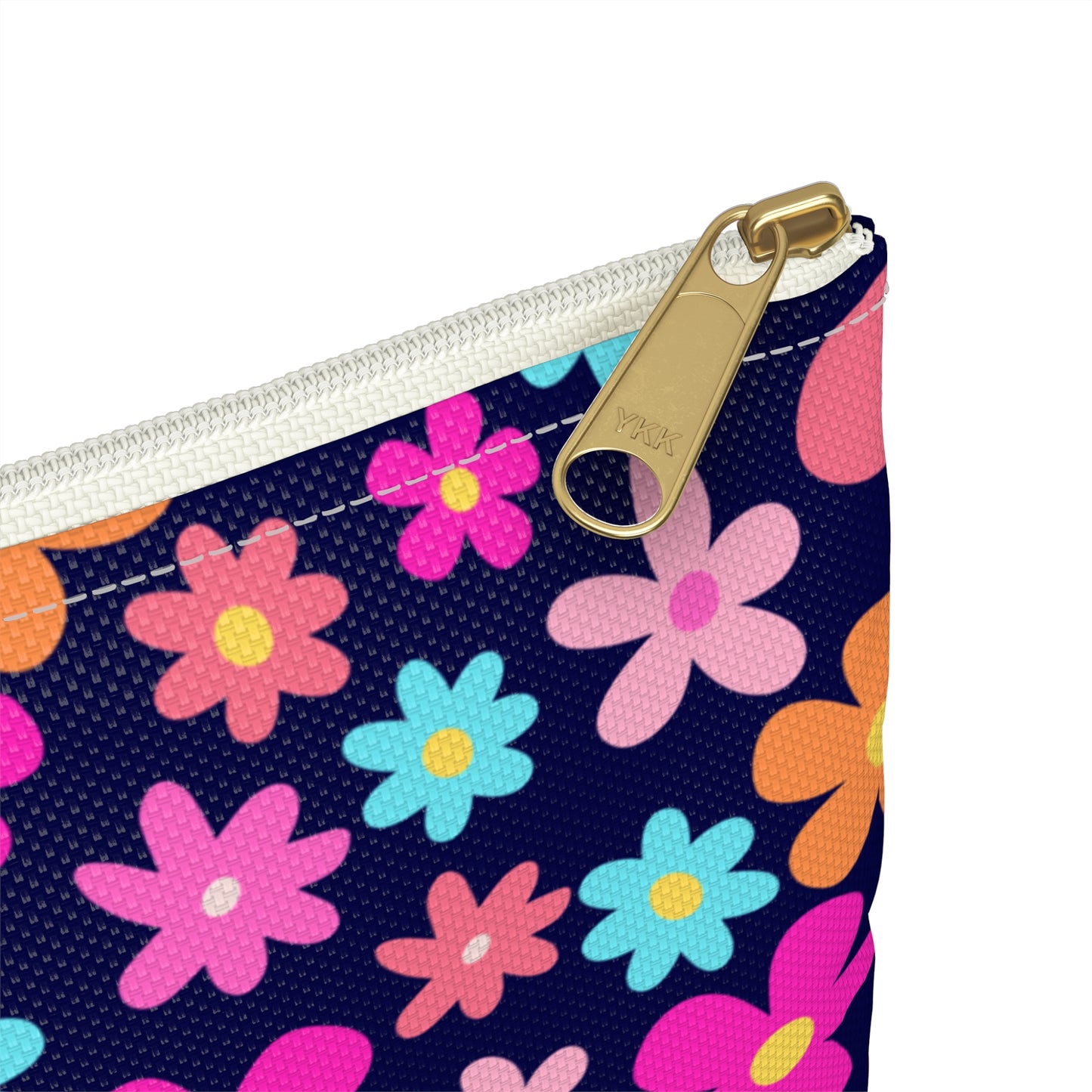 Colorful Retro Floral Design Pencase / Accesory Bag - Navy Blue