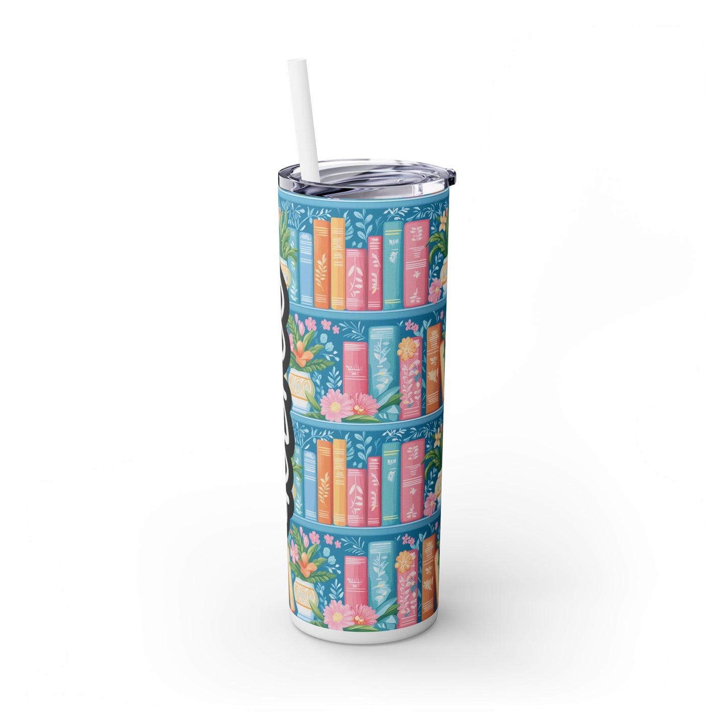 Personalized Bookish Skinny Tumbler with Straw, 20oz