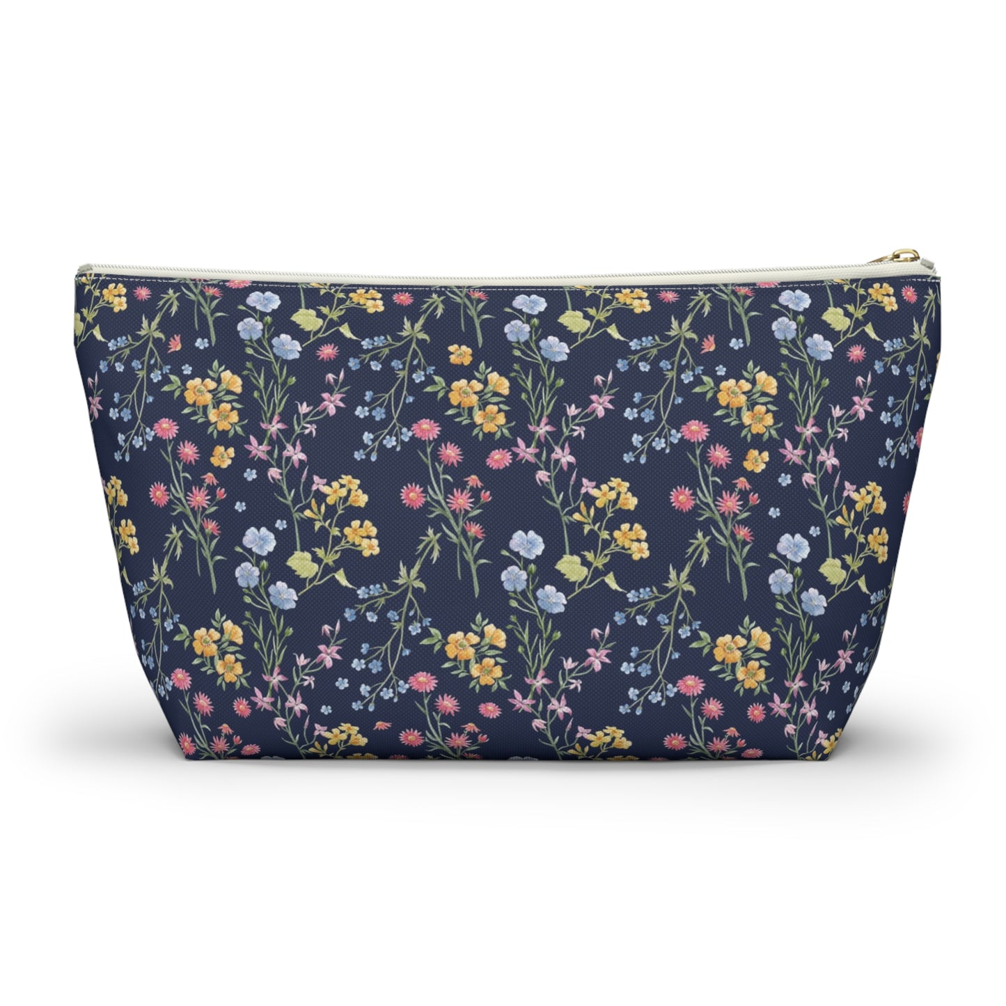 Personalized Navy Blue Floral Pouch | Floral Accesories Bag