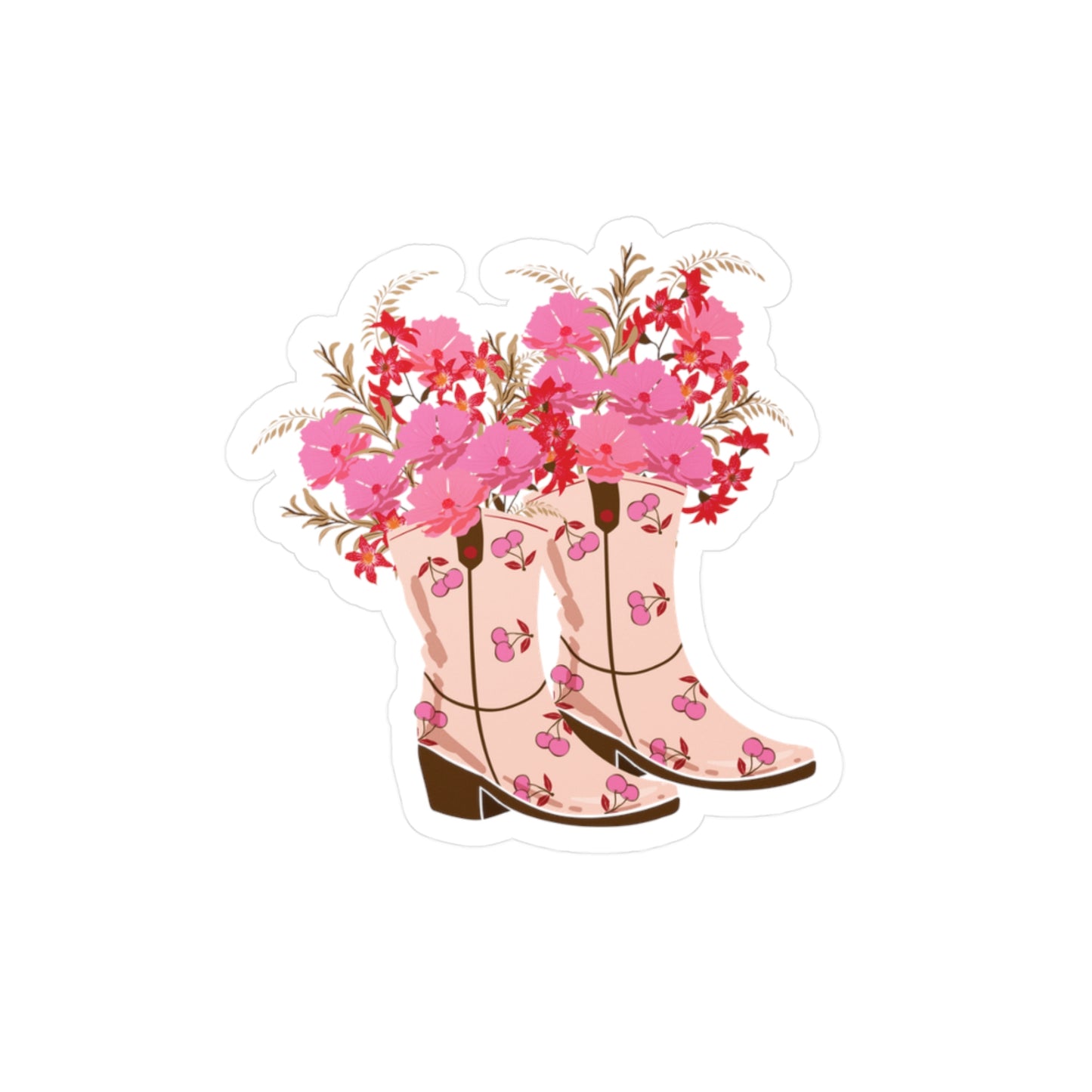 Floral Cowgirl Boots Sticker (waterproof) 2”x3”