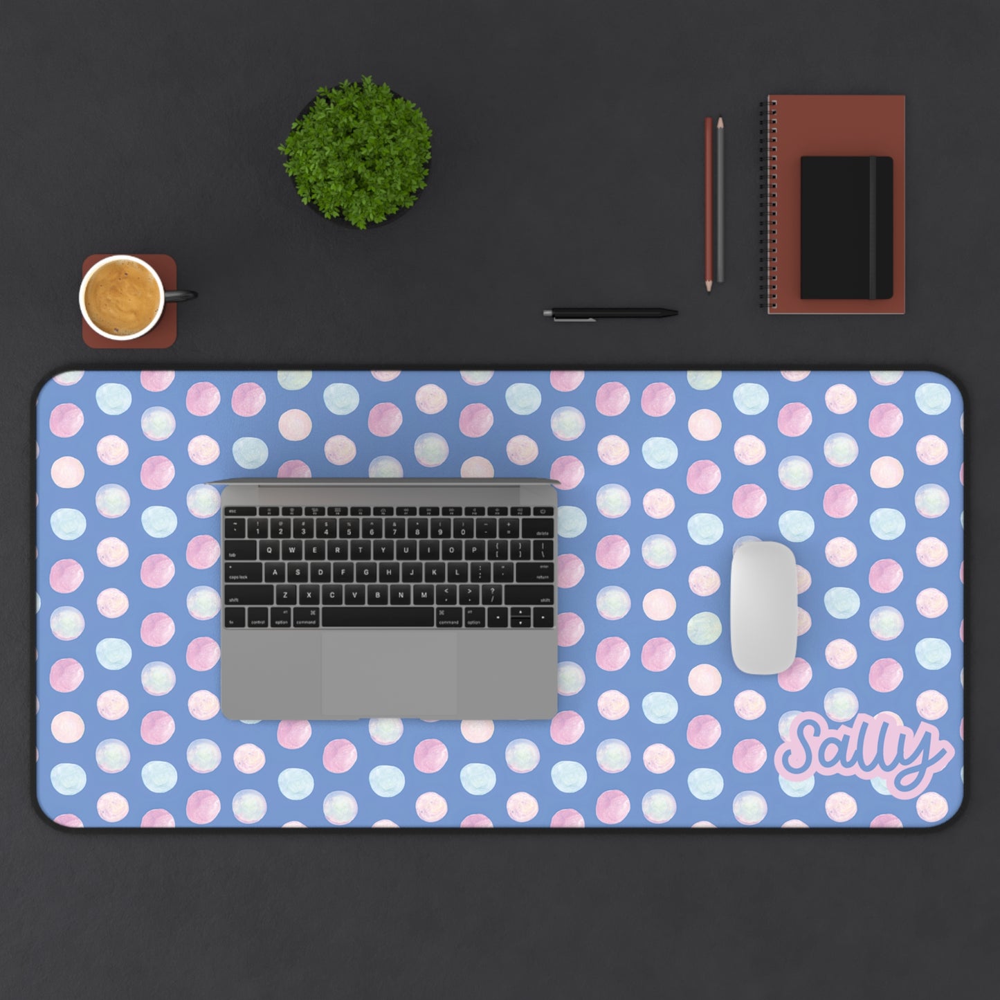 Personalized Polka Dot Desk Mat - Custom Office Decor