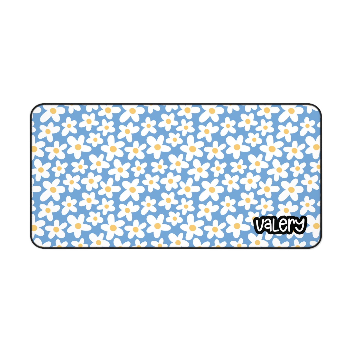 Personalized Cute Daisies Desk Mat Baby Blue| Cute Desk Pad