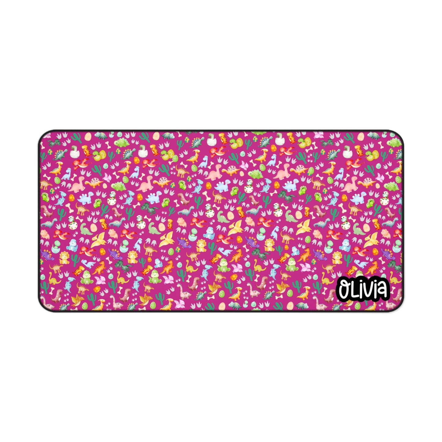 Colorful Dino Desk Mat - Pink Teacher Desk Mat - Brighten Your Workspace, Perfect for Home & Office
