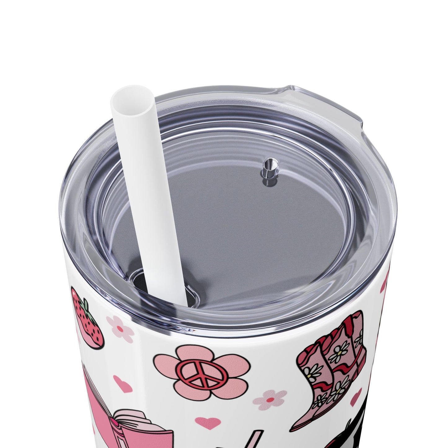 Personalized Cute Girly Skinny Tumbler with Straw, 20oz