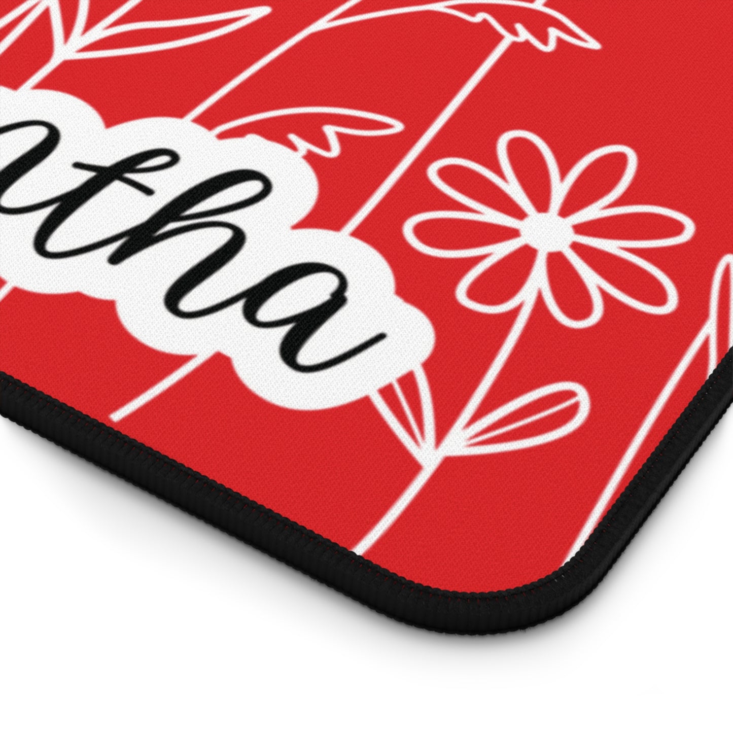Minimalist Flower Field Personalized Desk Mat Red | Personalized Desk Mat | Cute Desk Pad