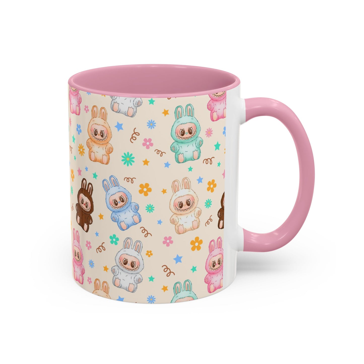 Cute Labubu Coffee Mug, Cute Monsters Coffee Mug, Gift for Kids, Easter Mugs, Floral Drinkware