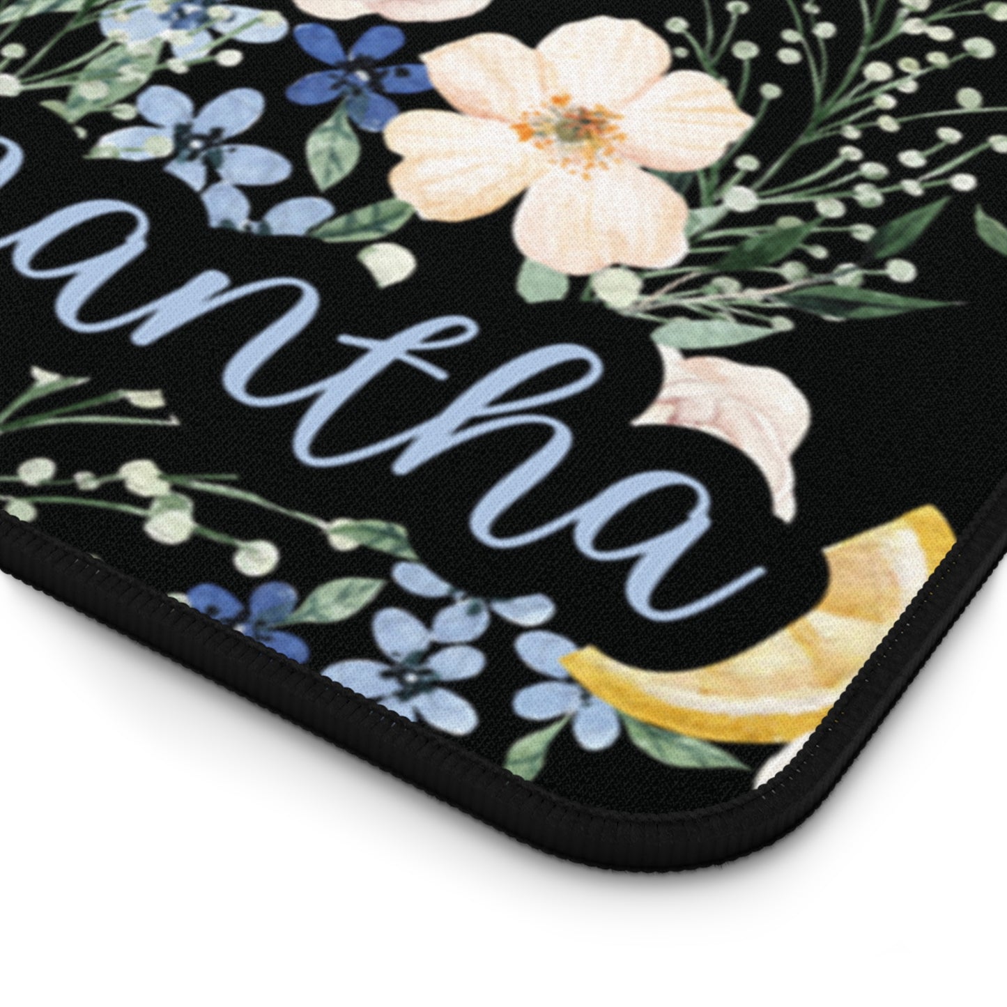 Personalized Flowers and Lemons Desk Mat | Cute Desk Pad