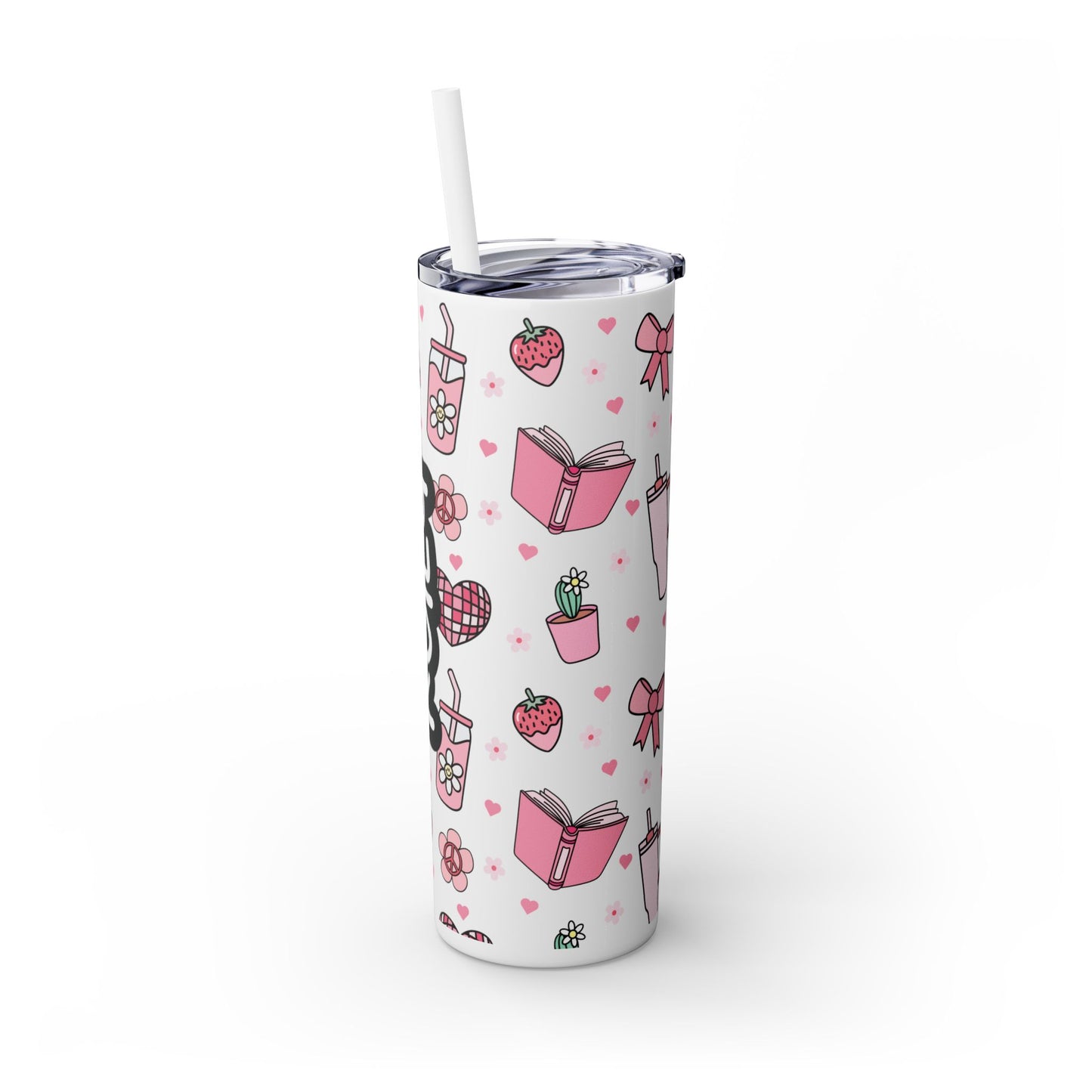 Personalized Cute Girly Skinny Tumbler with Straw, 20oz