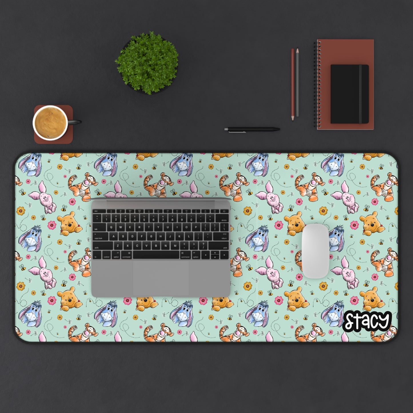 Cute Winnie the Pooh Desk Mat, Playful Office Decor, Gifts for Animal Lovers, Work from Home Essentials, Kids Room Accessories