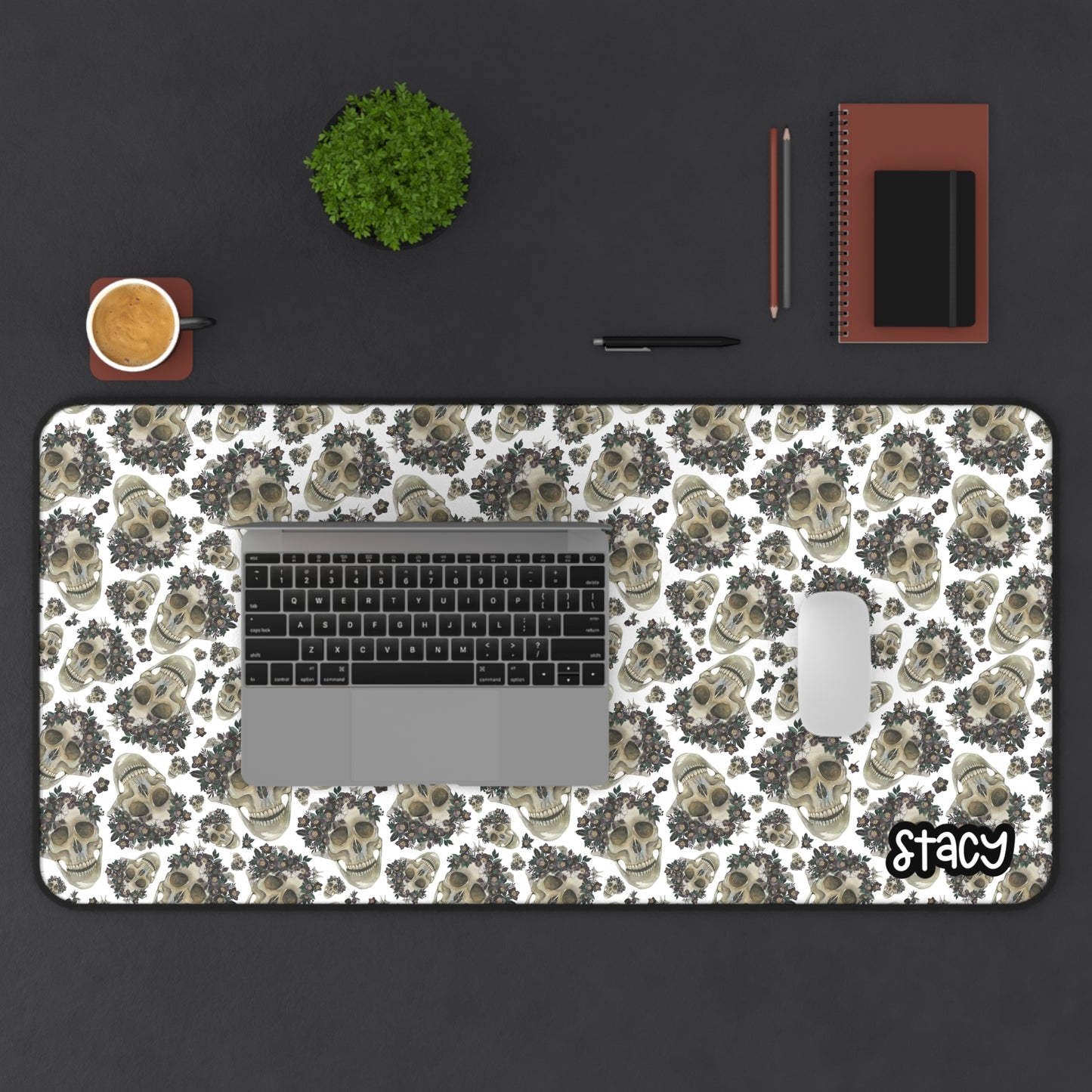 Skulls Themed Desk Mat | Personalized Skulls Desk Mat for Women