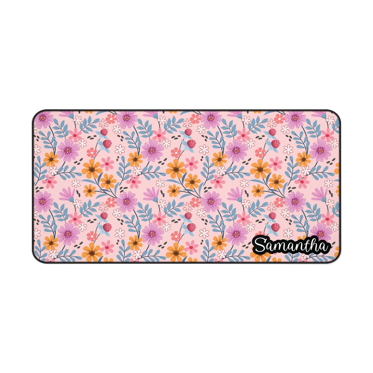 Personalized Pink Floral Desk Mat | Cute Desk Pad