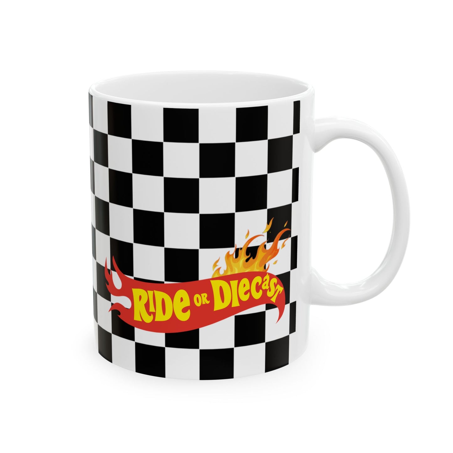 Racing Checkered Ceramic Mug - 11oz - Perfect for Car Enthusiasts