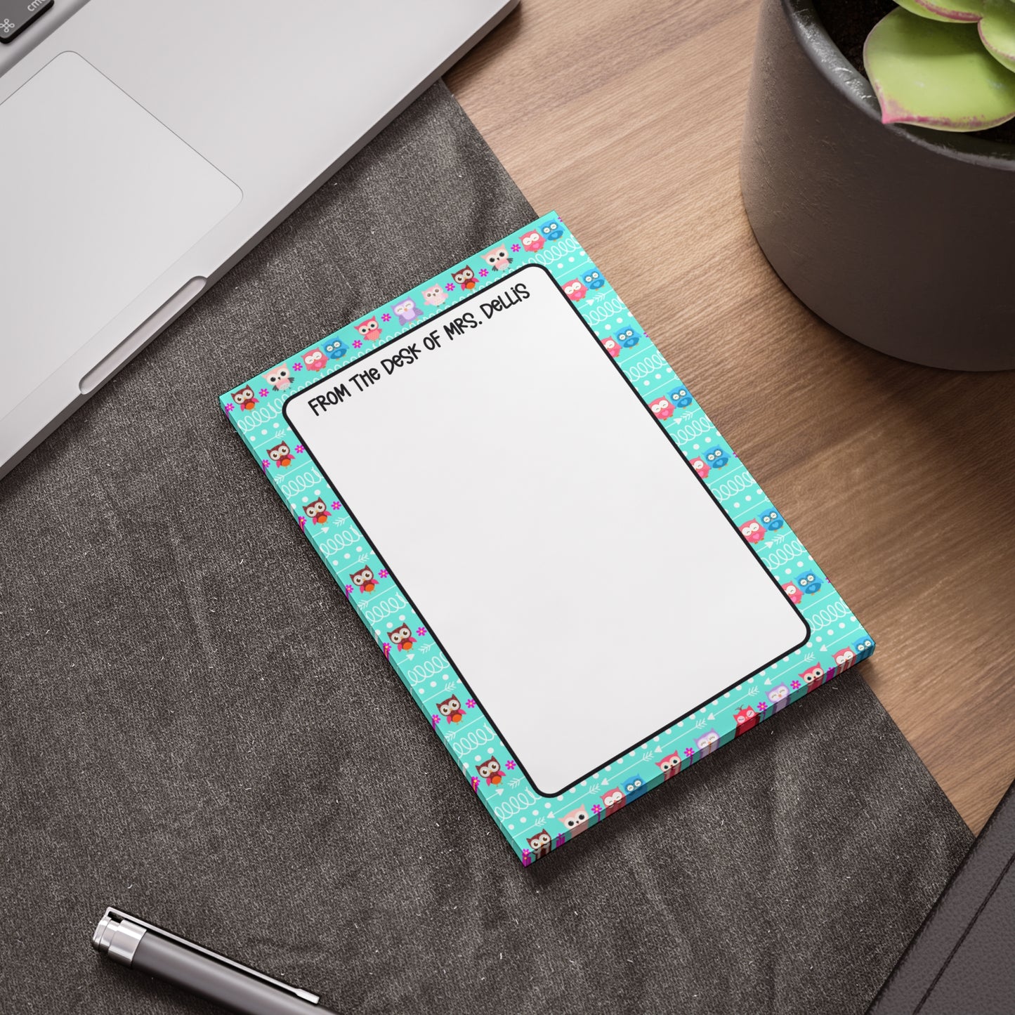 Cute Custom Note Pads for Teachers, Personalized Sticky Notes, Owl Design Memo Pads, Appreciation Gift, Classroom Stationery