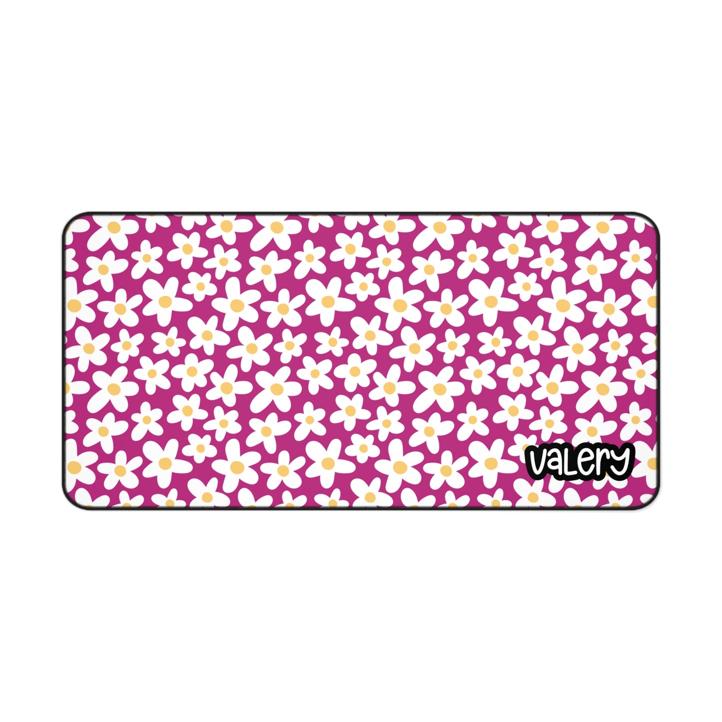 Personalized Cute Daisies Desk Mat Hot Pink | Cute Desk Pad