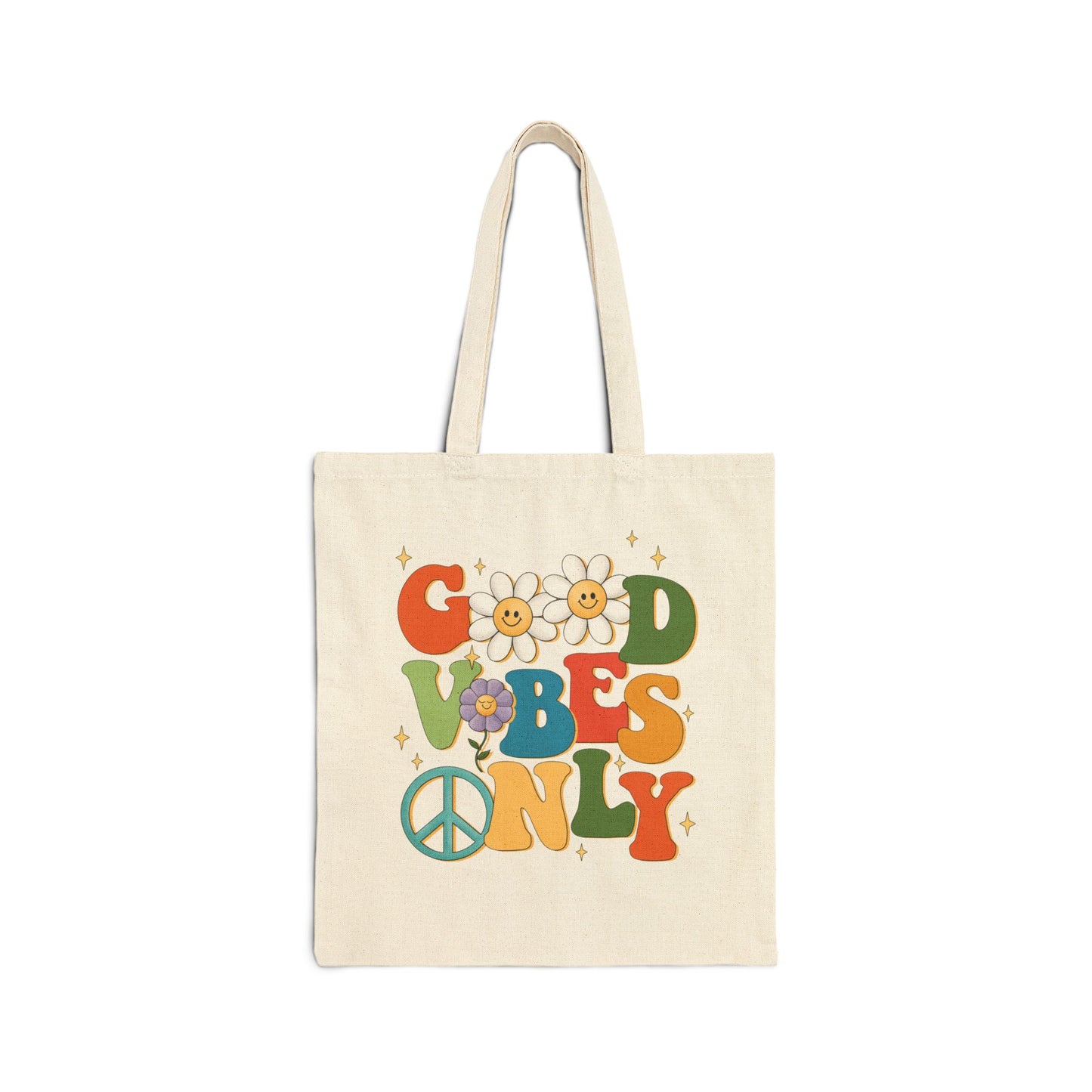 Cotton Tote Bag - Good Vibes Only Message