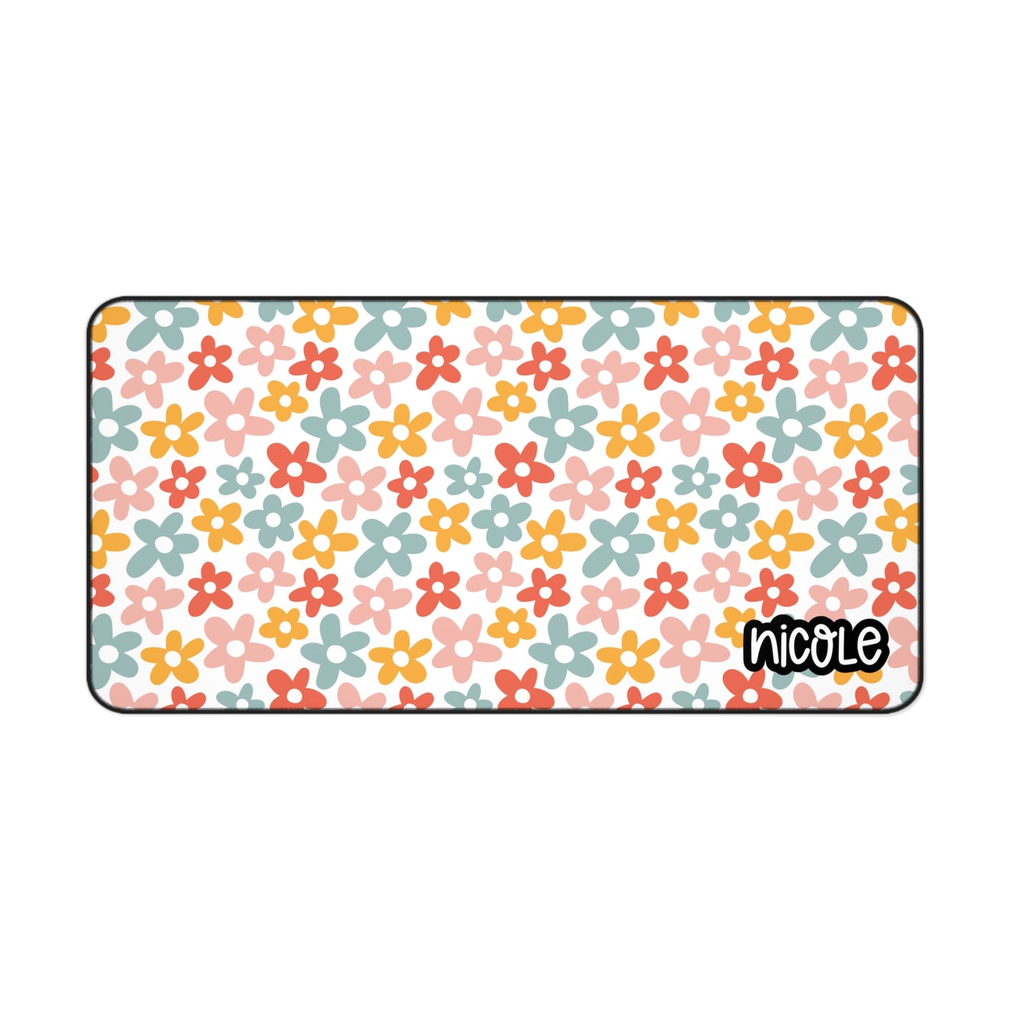 Retro Daisies Floral Desk Mat for a Vibrant Workspace
