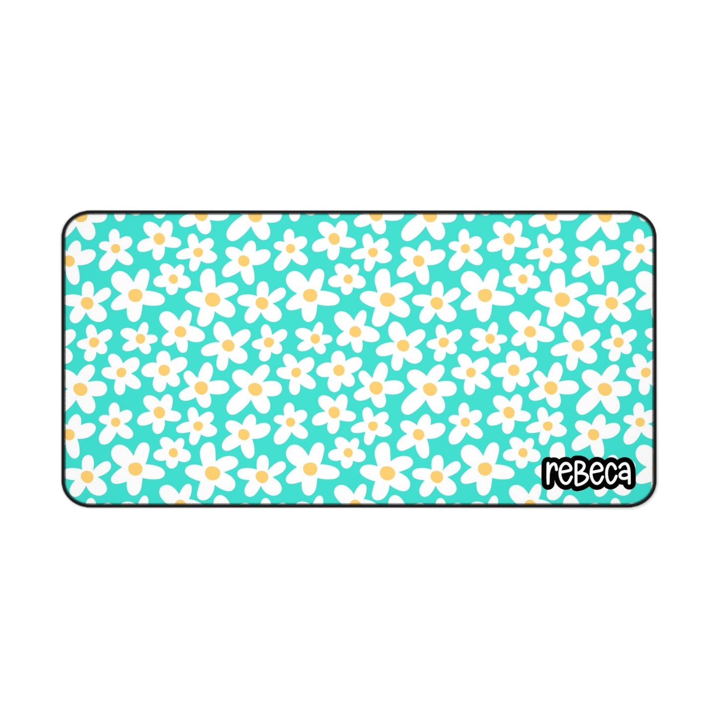 Daisies Desk Mat Teal, Floral Print Desk Mat , Stylish Office Decor, Personalized Work Space Gift, Bright Home Office Accessory, Computer Mouse Pad