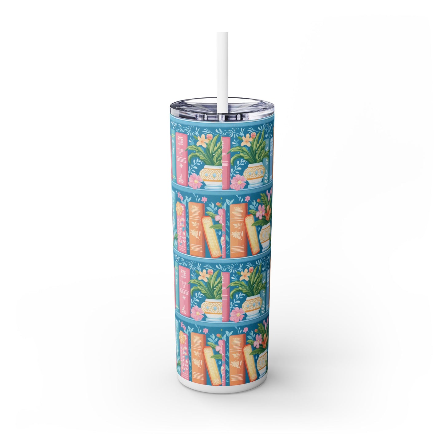 Personalized Bookish Skinny Tumbler with Straw, 20oz