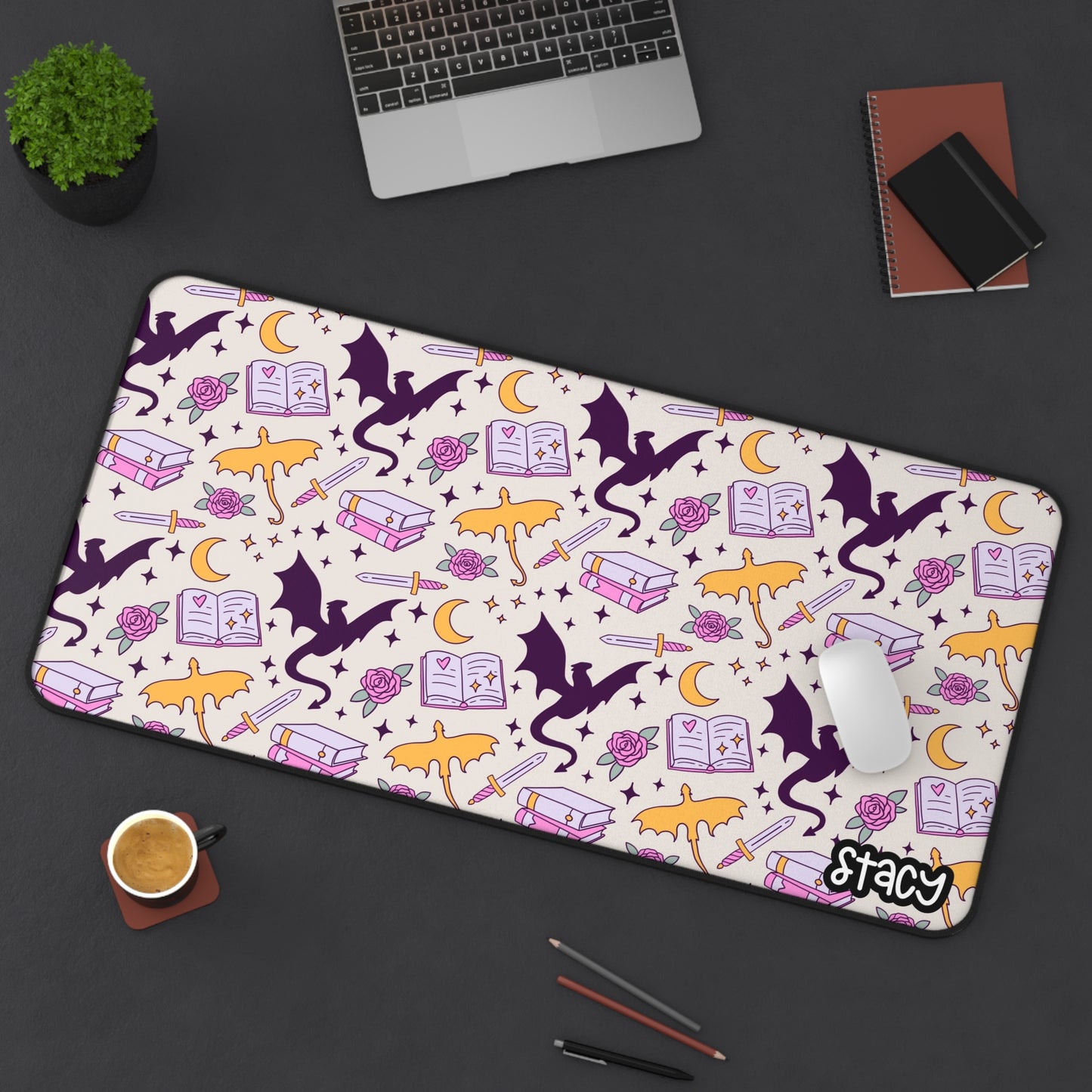 Fantasy Desk Mat (beige), Romantasy Desk Mat, Bookish Desk Mat, Bookish Mouse Pad