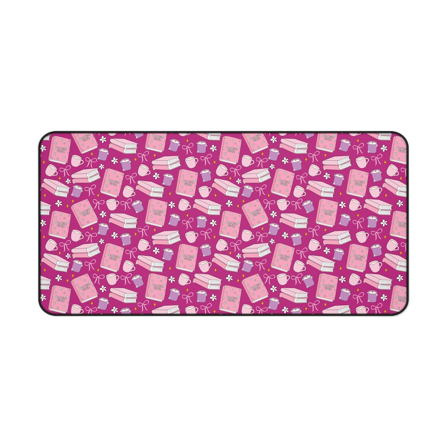 Bookish Girlie Desk Mat - Hot Pink