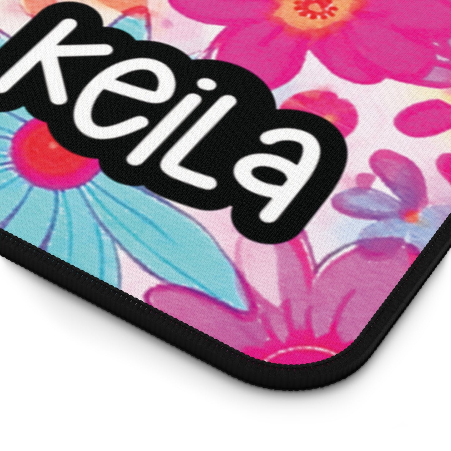 Personalized Vibrant Neon Color Daisies Desk Mat | Cute Desk Pads